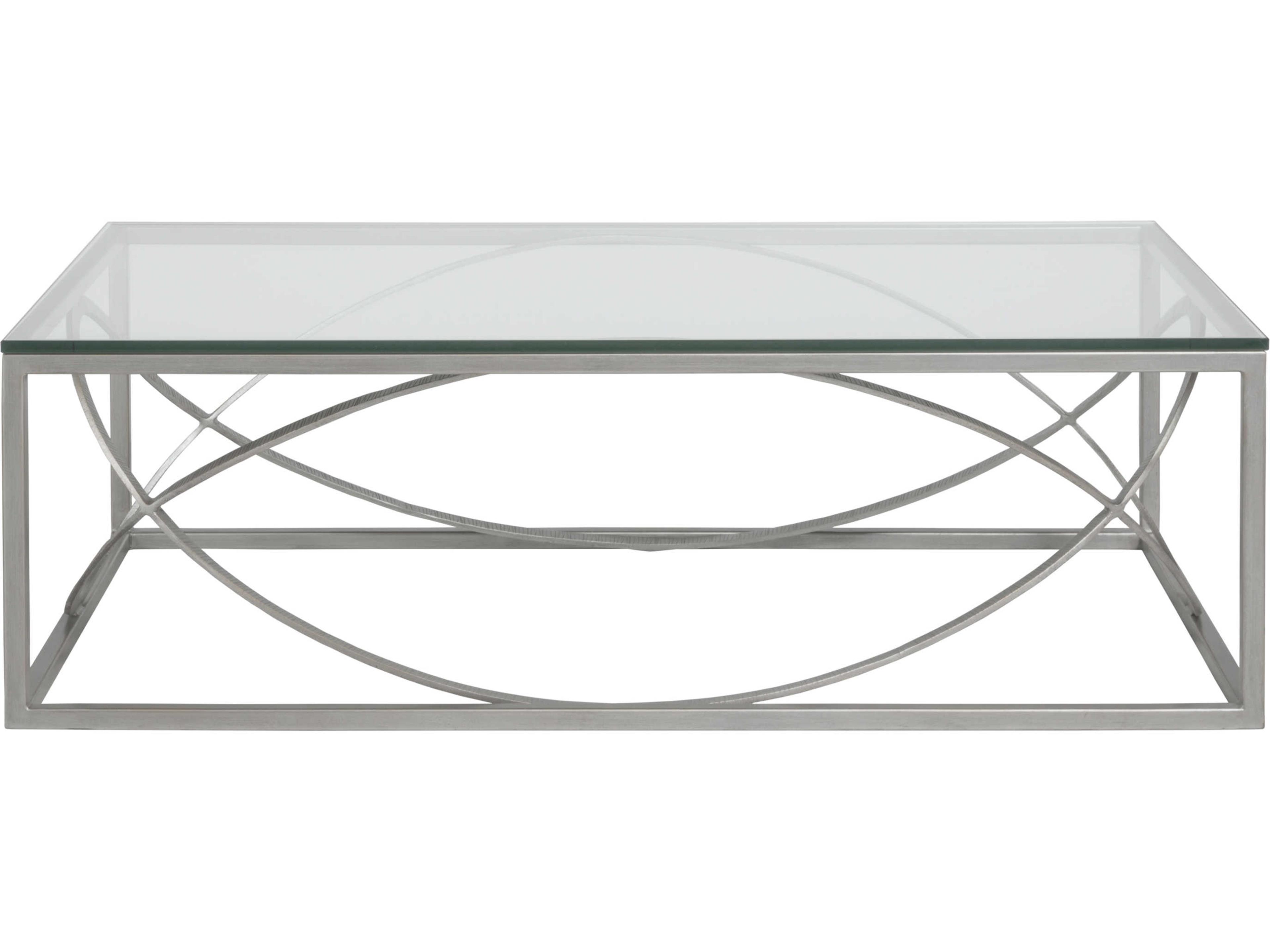 Artistica Metal Designs Ellipse Rectangular Glass Argento Cocktail Table