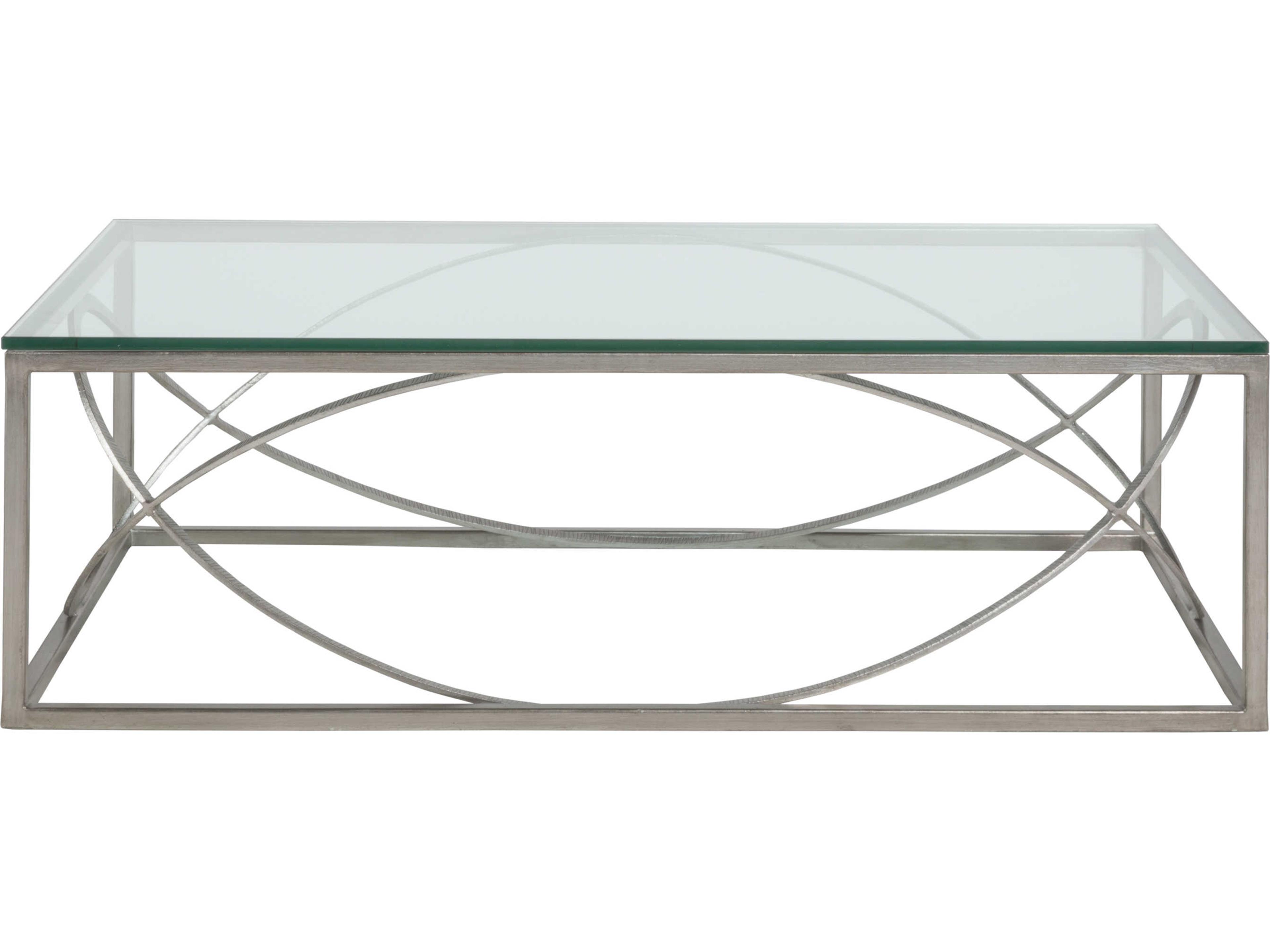 Artistica Metal Designs Ellipse Rectangular Glass Silver Leaf Cocktail Table