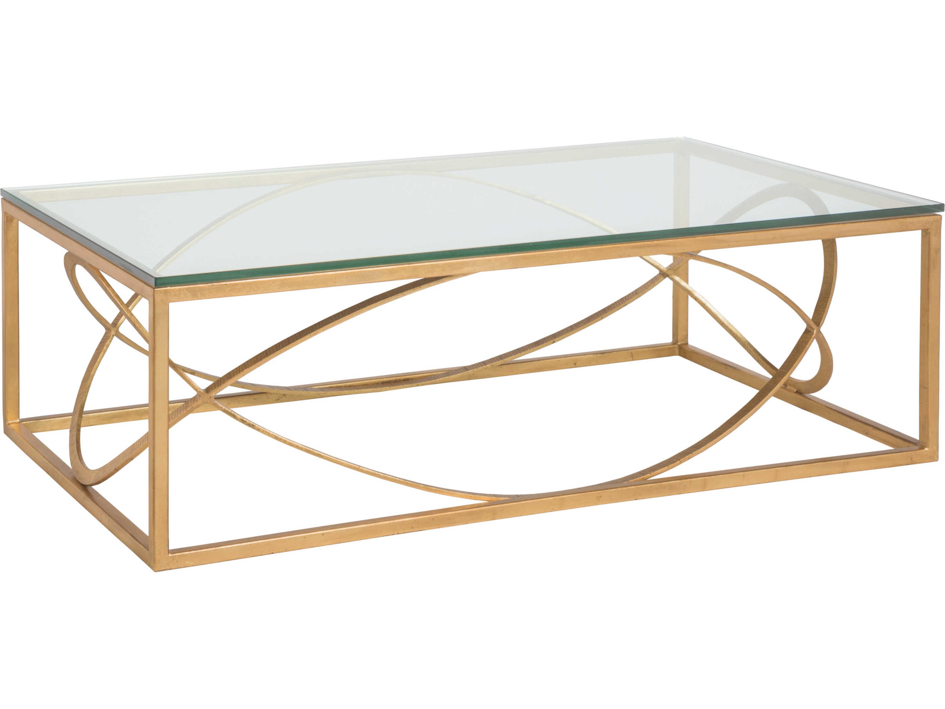 Artistica Metal Designs Ellipse Rectangular Glass Gold Leaf Cocktail Table