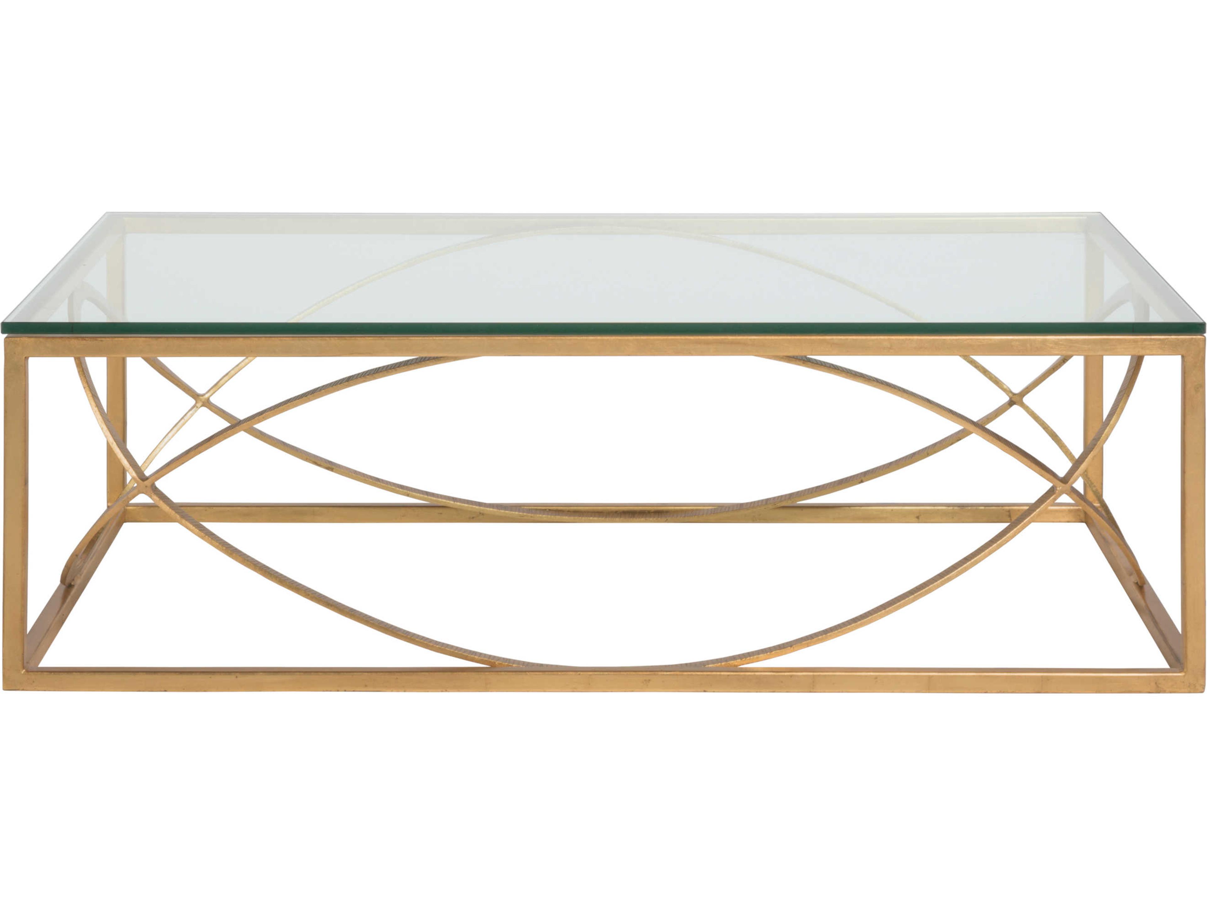 Artistica Metal Designs Ellipse Rectangular Glass Gold Leaf Cocktail Table