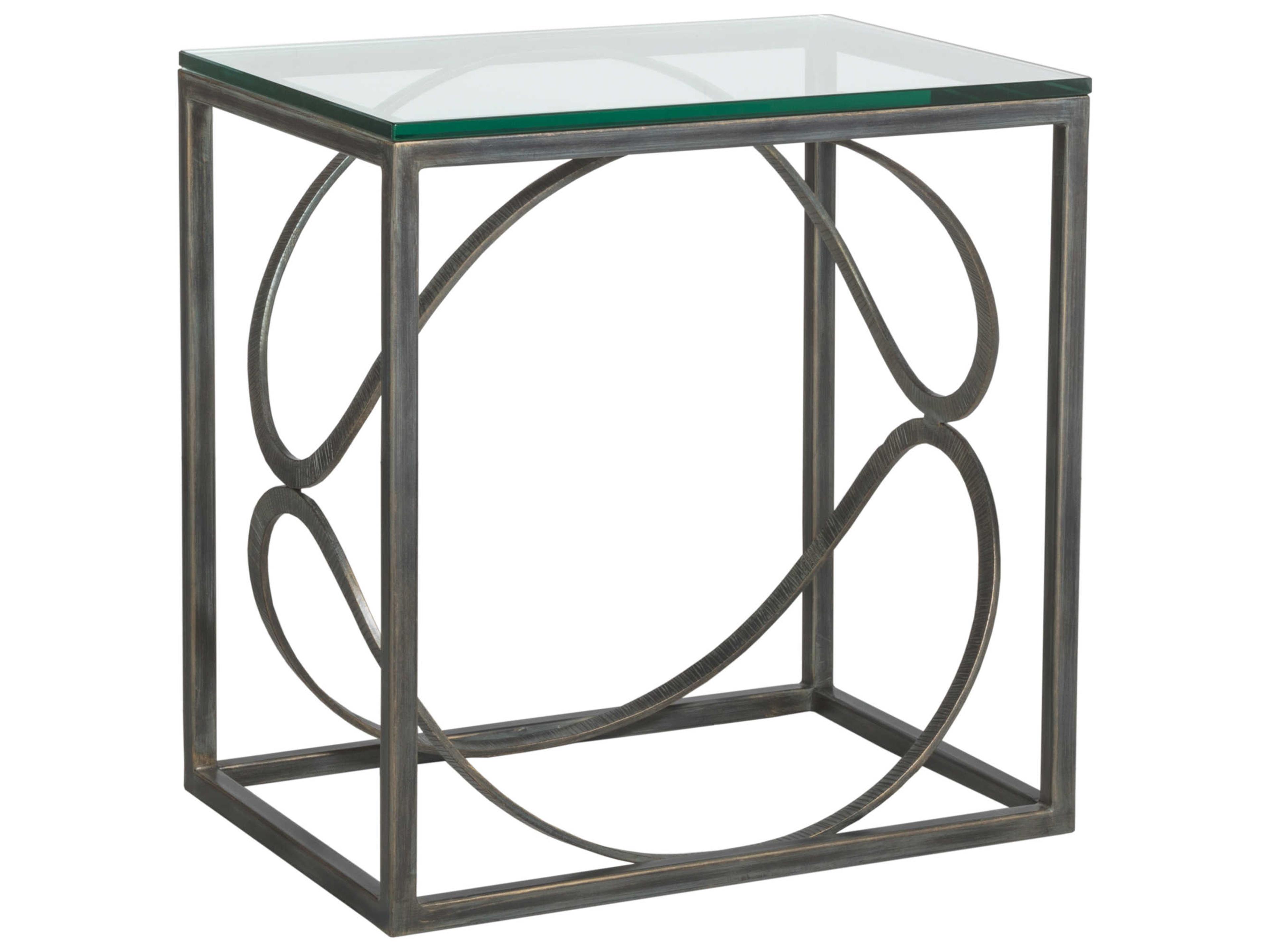 Artistica Metal Designs Ellipse Rectangular Glass End Table