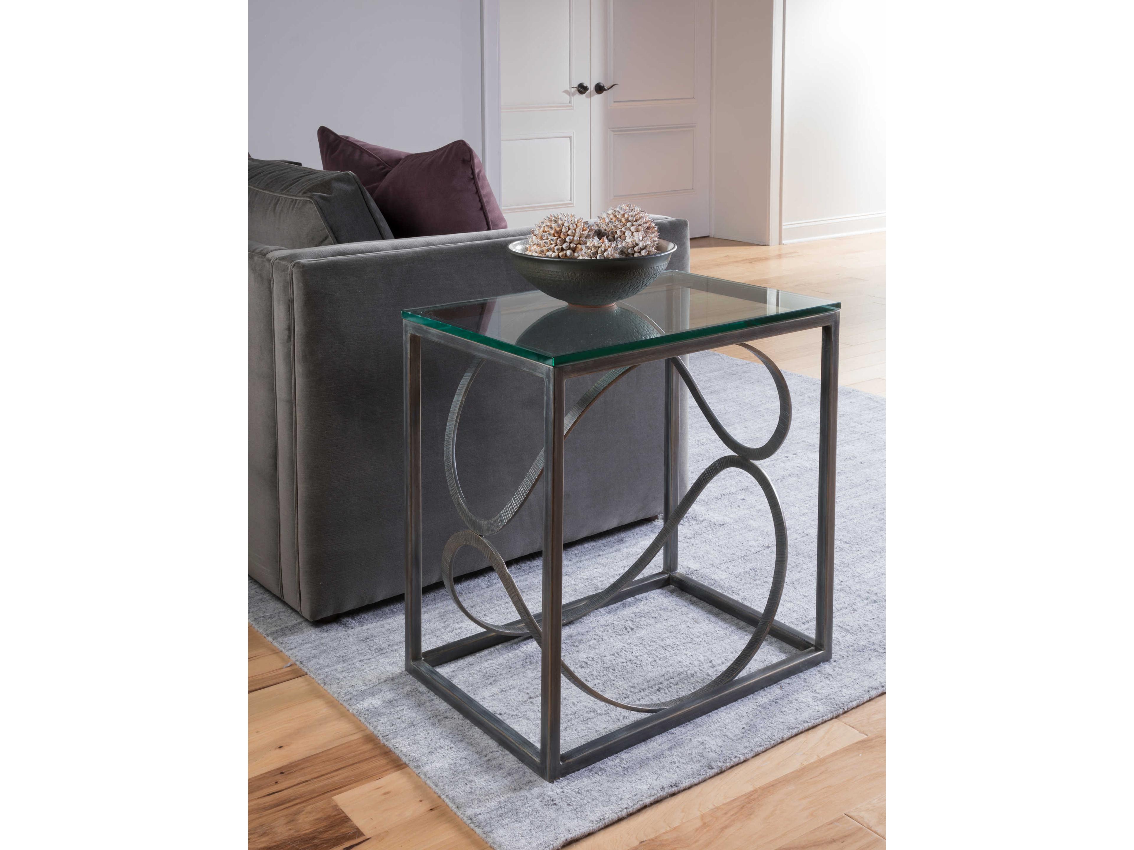 Artistica Metal Designs Ellipse Rectangular Glass End Table