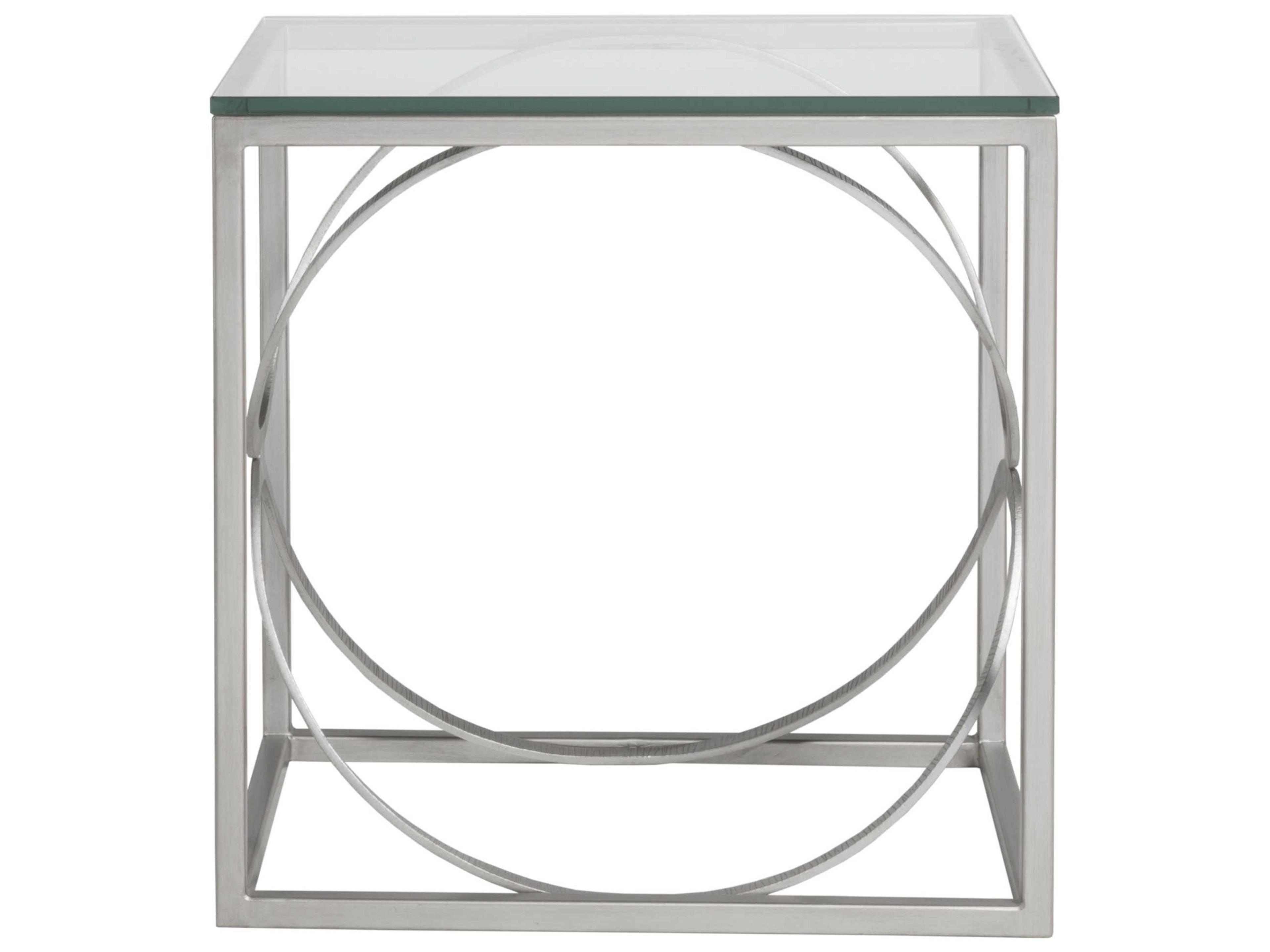 Artistica Metal Designs Ellipse Rectangular Glass Argento End Table