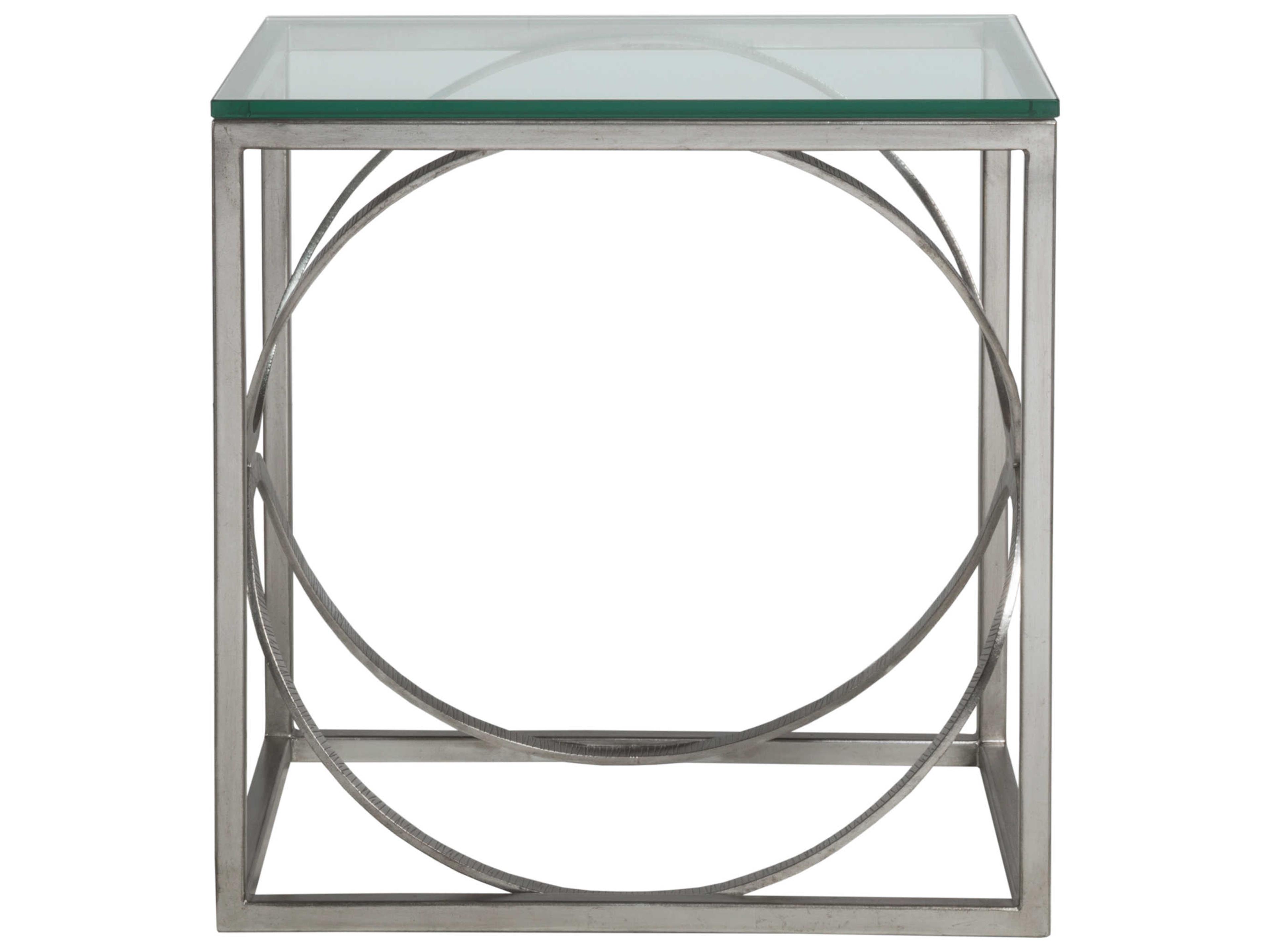 Artistica Metal Designs Ellipse Rectangular Glass Silver Leaf End Table