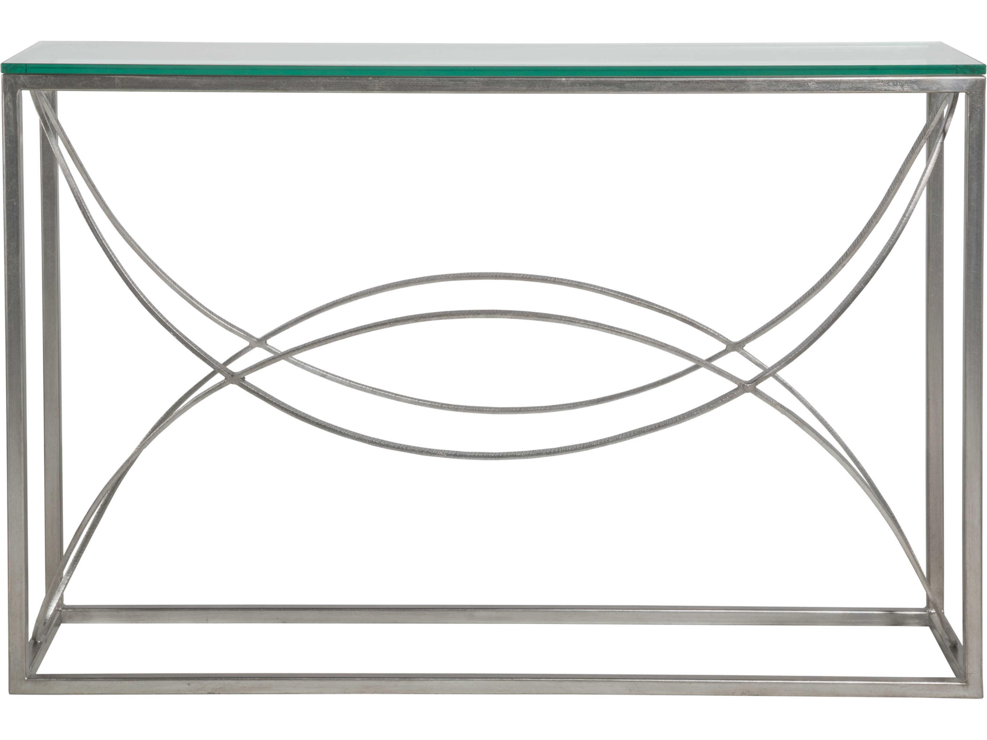 Artistica Metal Designs Ellipse Rectangular Glass Silver Leaf Console Table