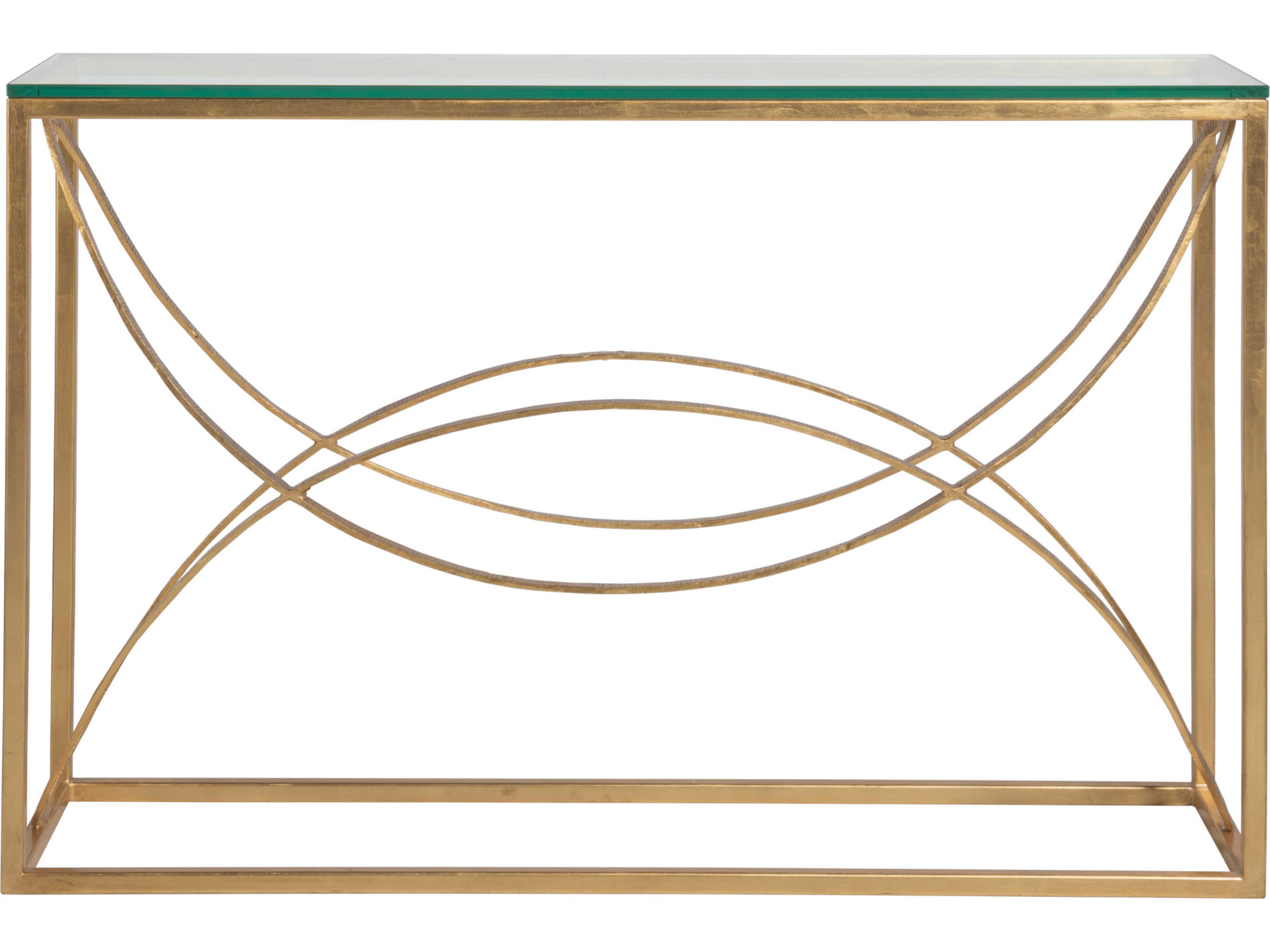 Artistica Metal Designs Ellipse Rectangular Glass Gold Leaf Console Table