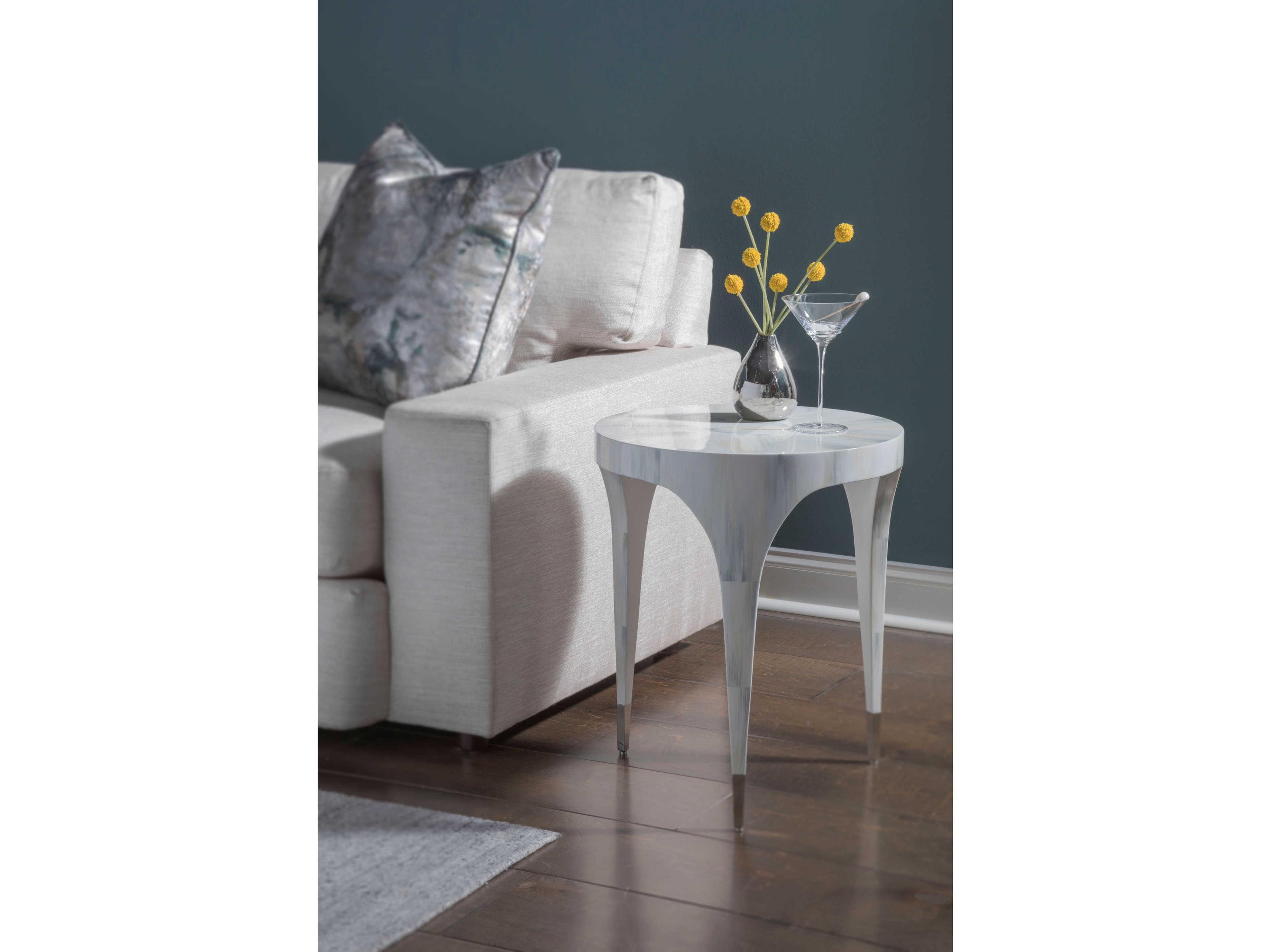 Artistica Signature Designs Bello Round White Gray Bone End Table