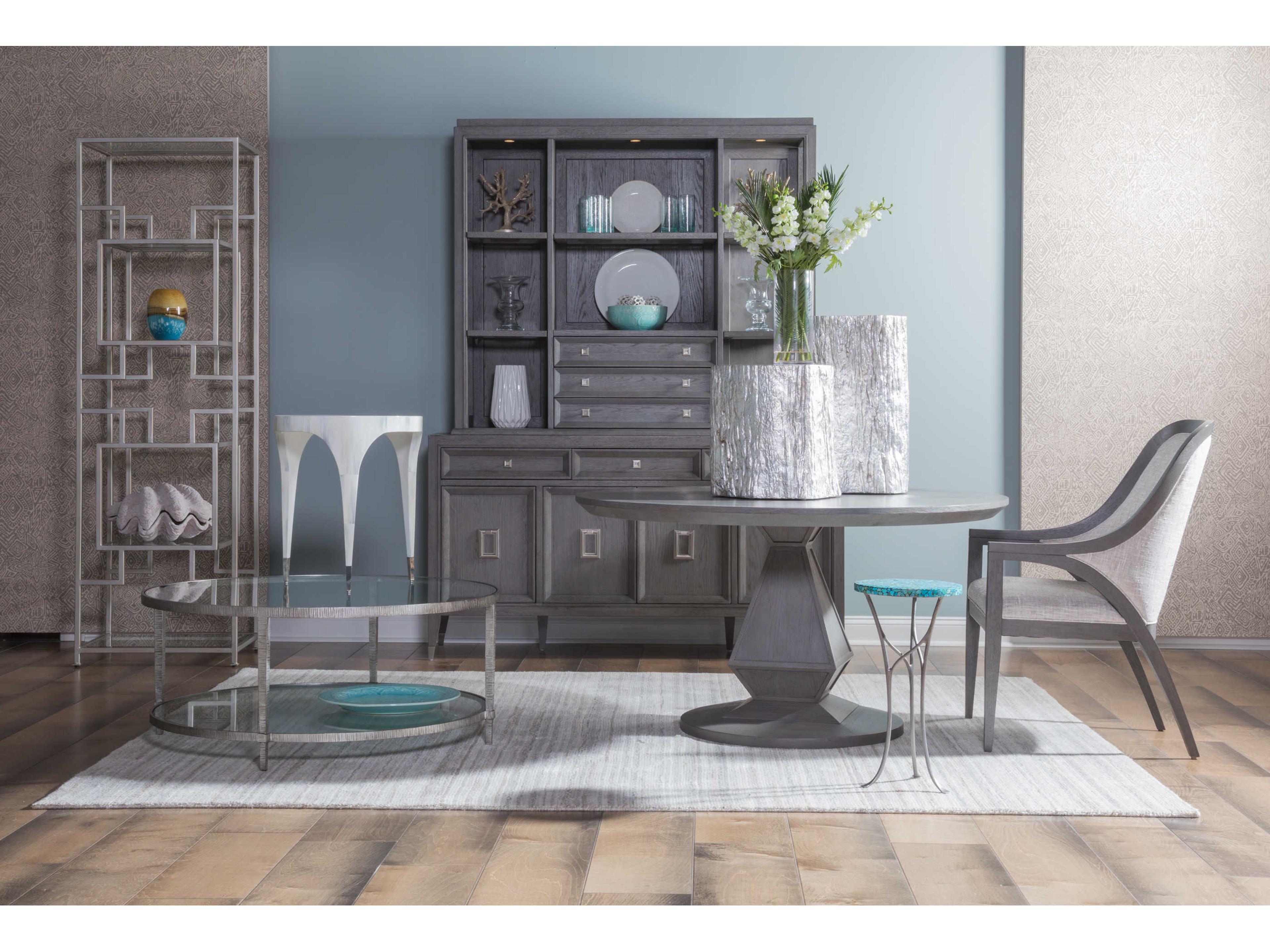 Artistica Signature Designs Bello Round White Gray Bone End Table