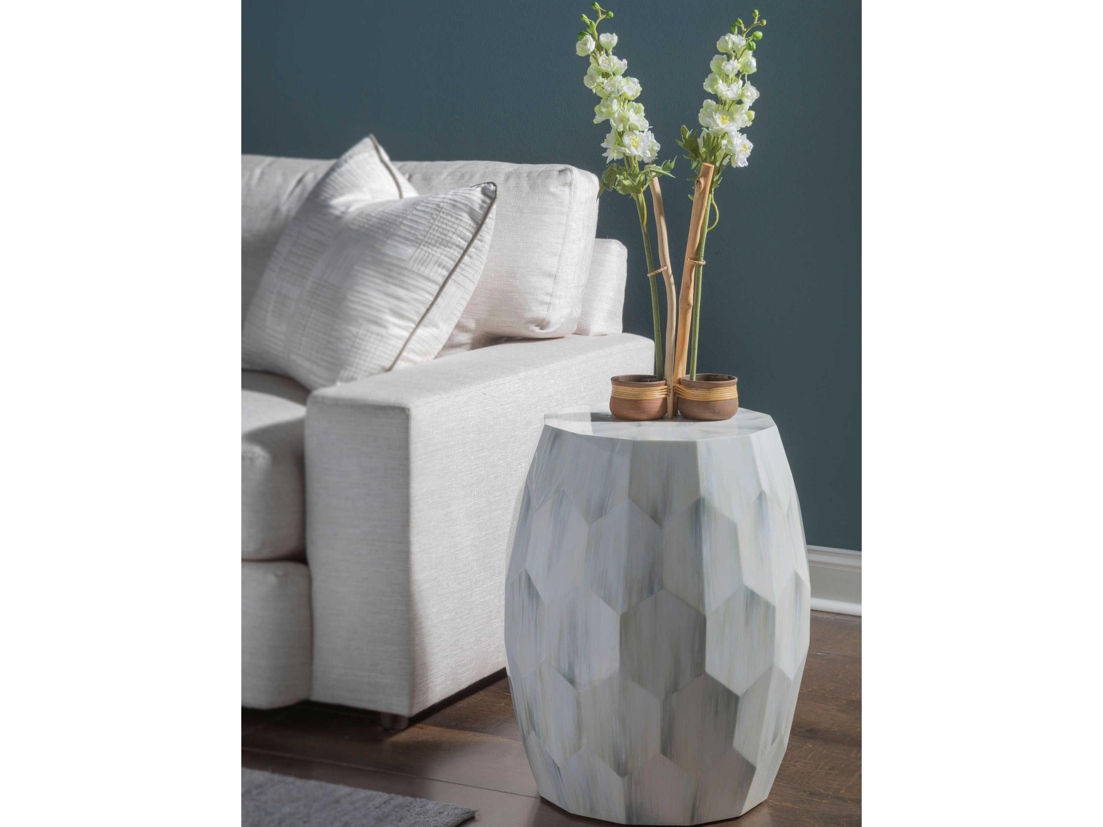 Artistica Signature Designs Bello Round White Gray Bone End Table