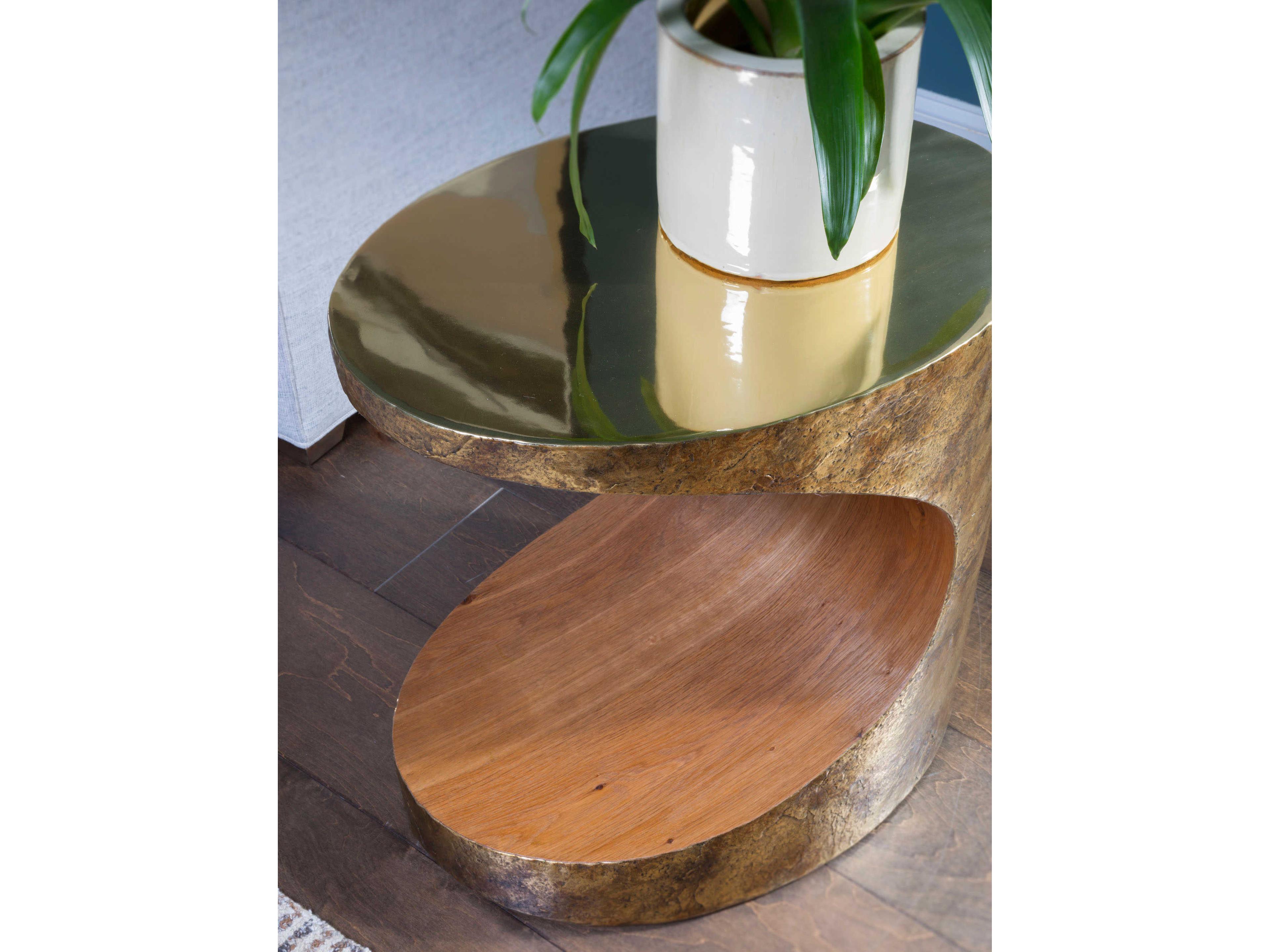 Artistica Signature Designs Thornton Oval Wood Antique Bronze End Table