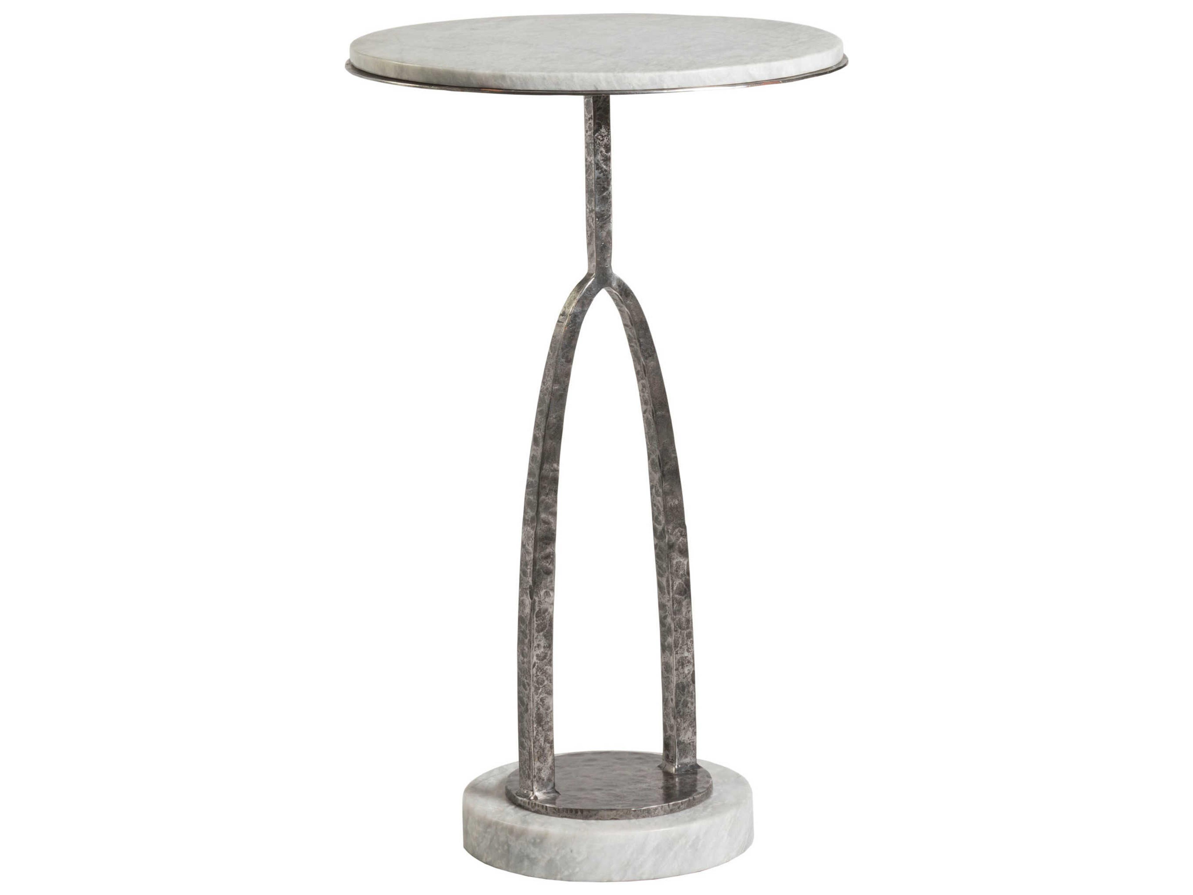 Signature Designs Vega Round Marble Antique Iron End Table