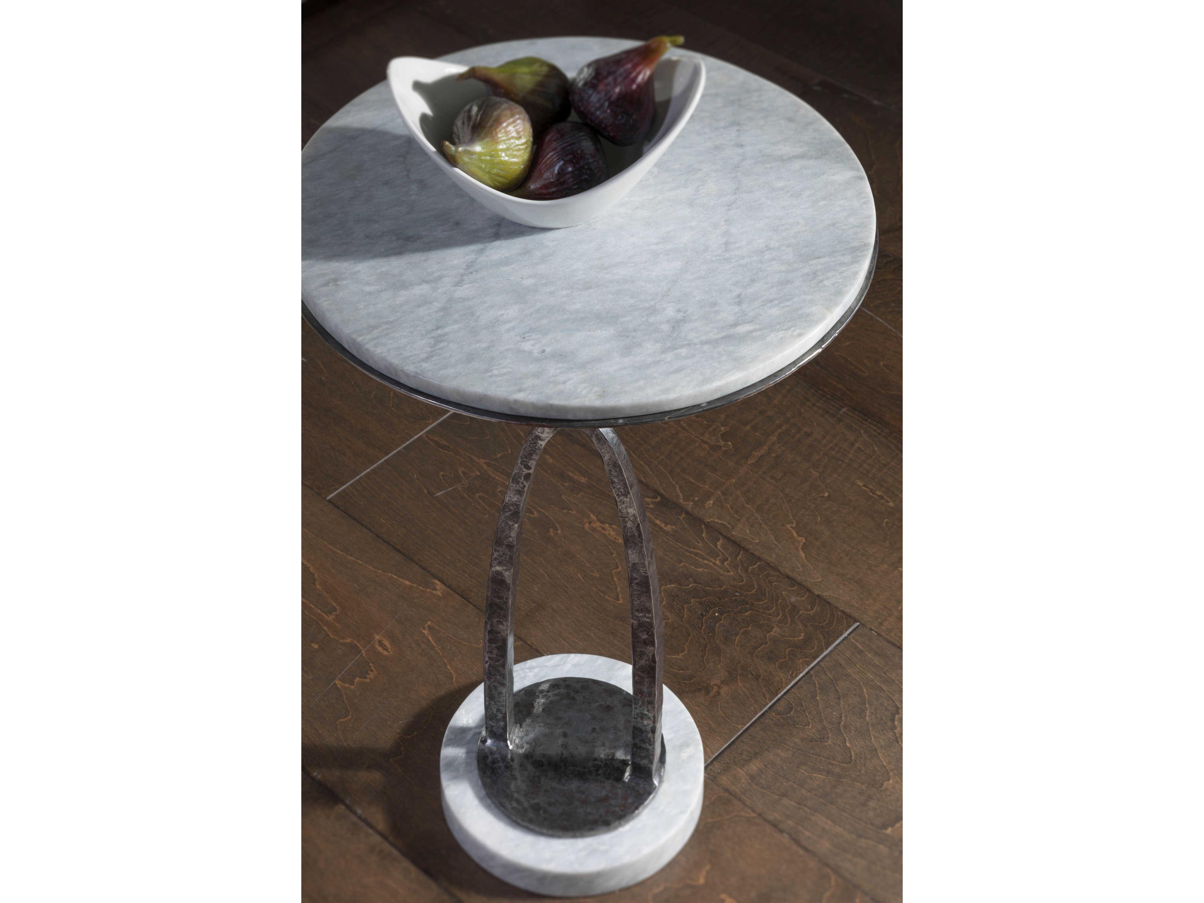Artistica Signature Designs Vega Round Marble Antique Iron End Table