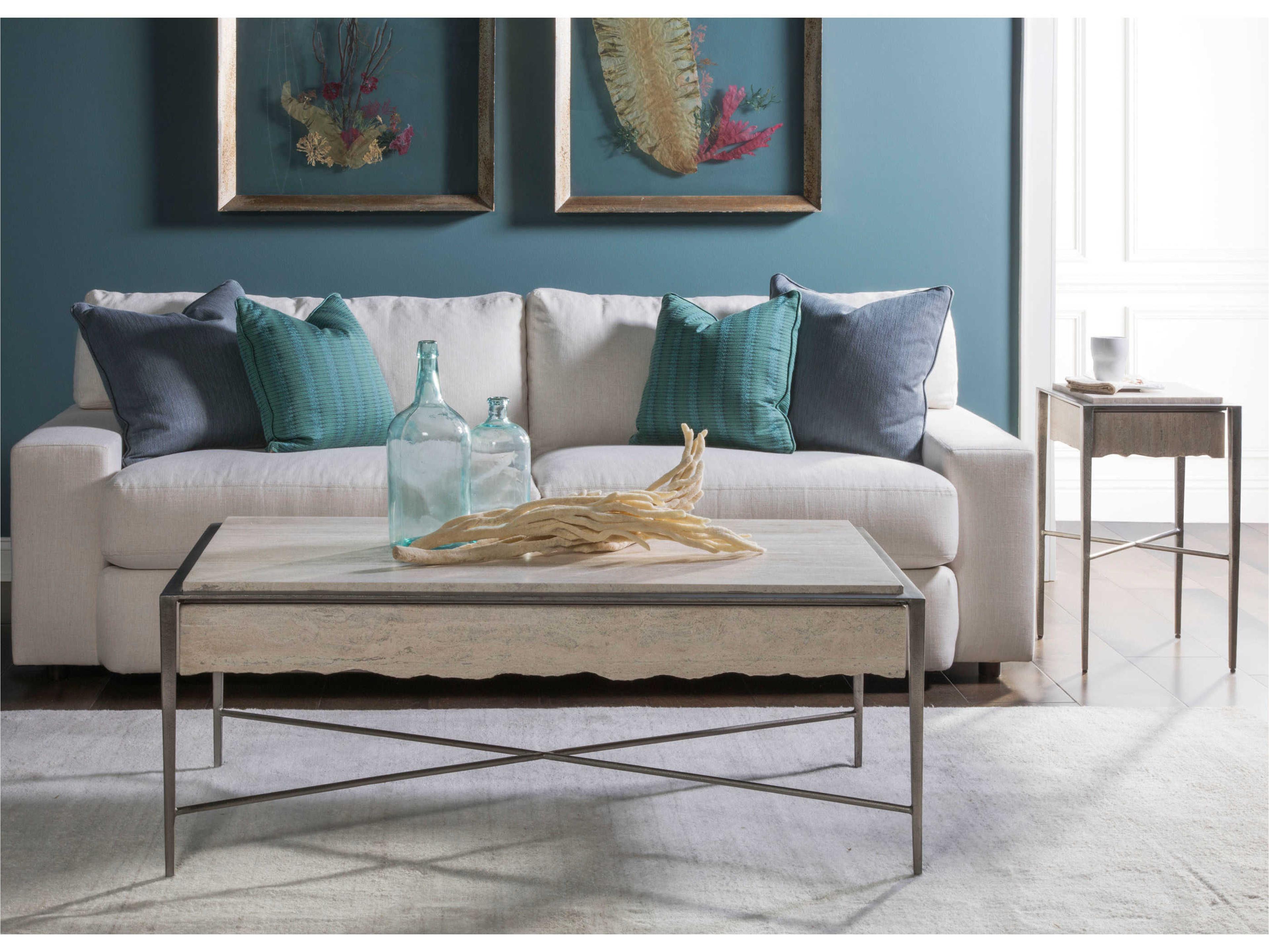 Artistica Signature Designs Everest Square Stone White Silver Leaf End Table