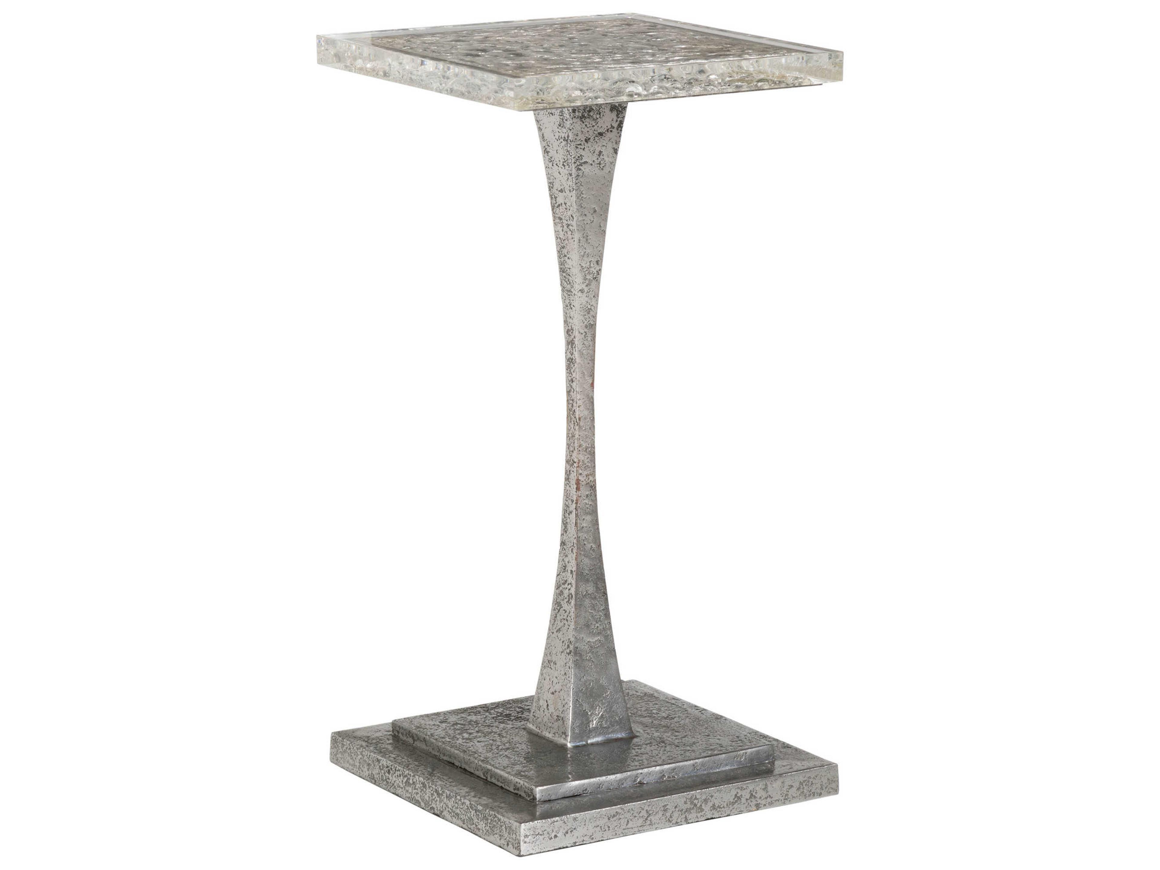 Signature Designs Montreaux Square Silver Leaf Forged Nickel End Table