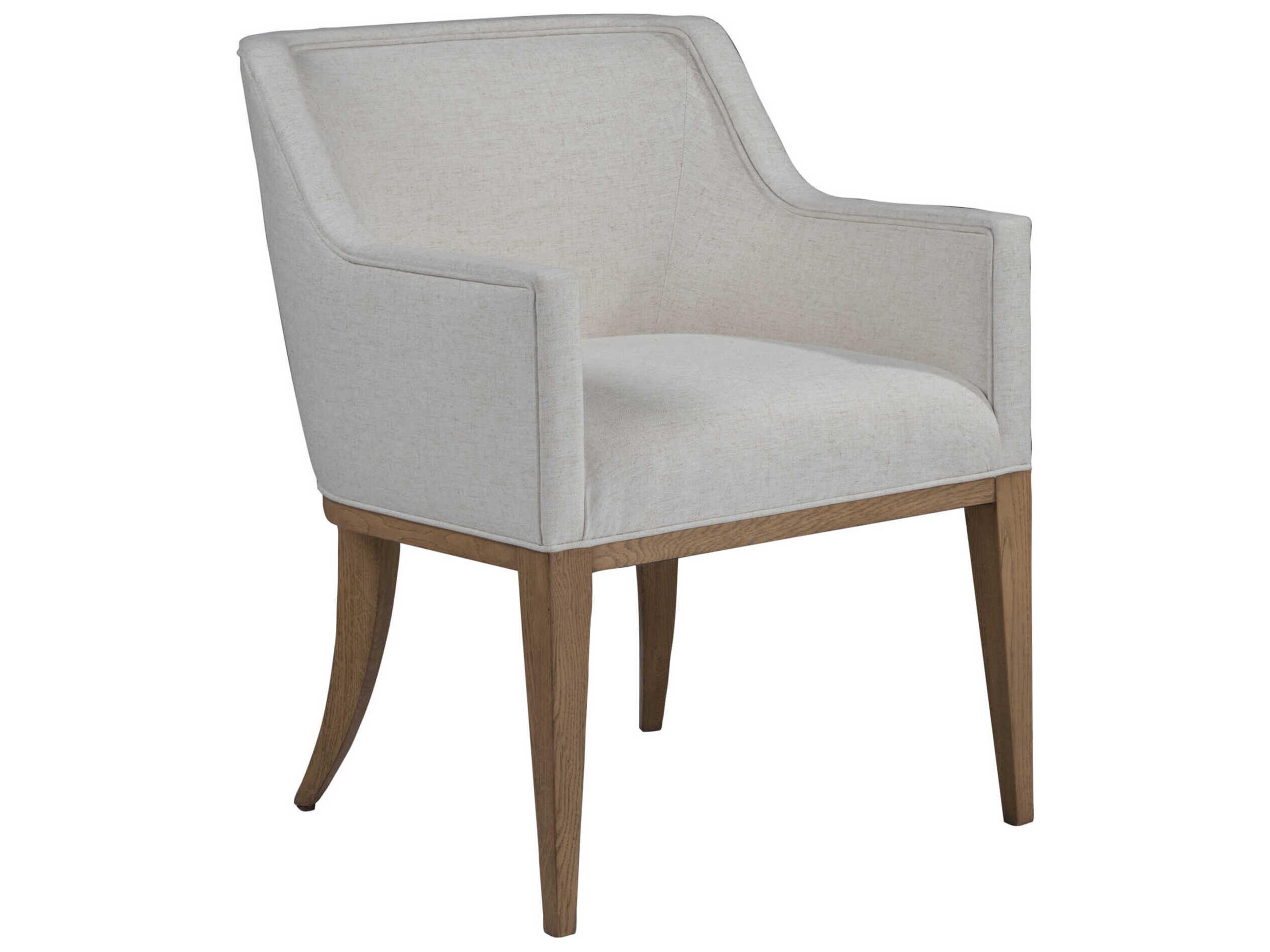 Simpatico Oak Wood White Upholstered Arm Dining Chair