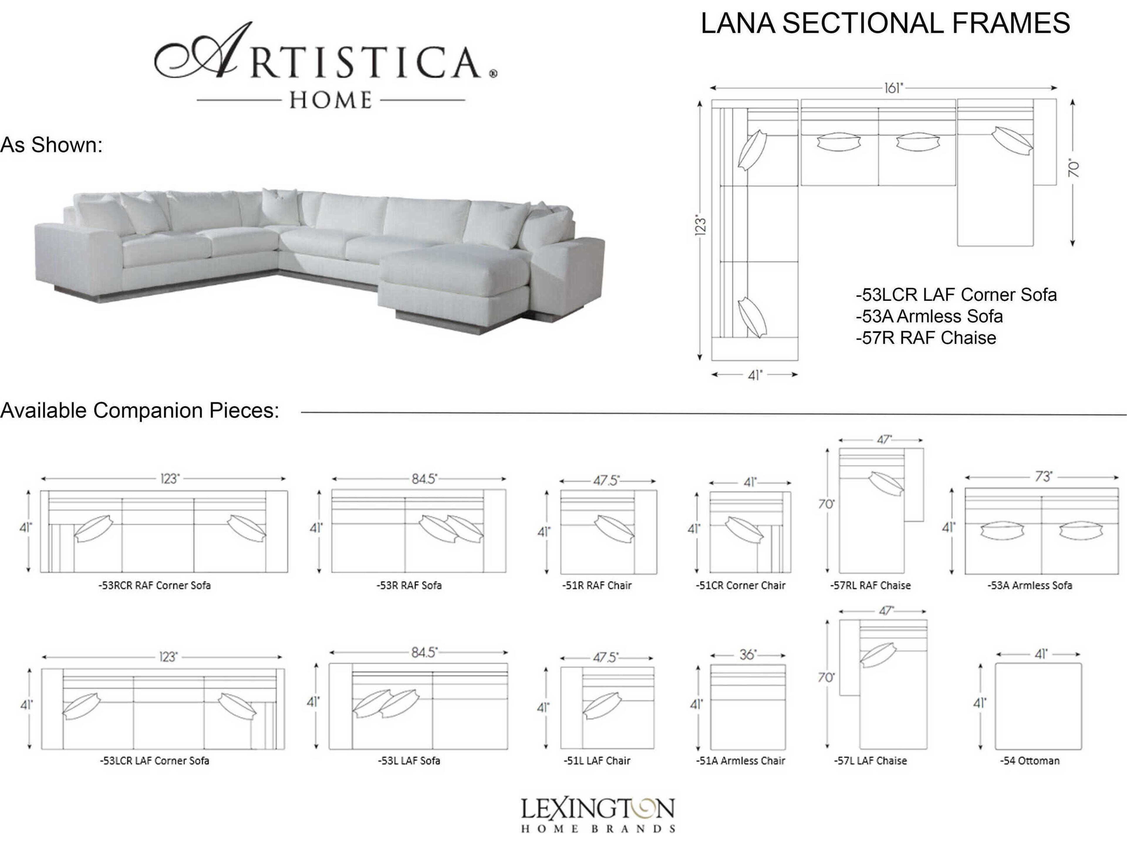 Artistica Upholstery Lana White Upholstered Sectional Sofa