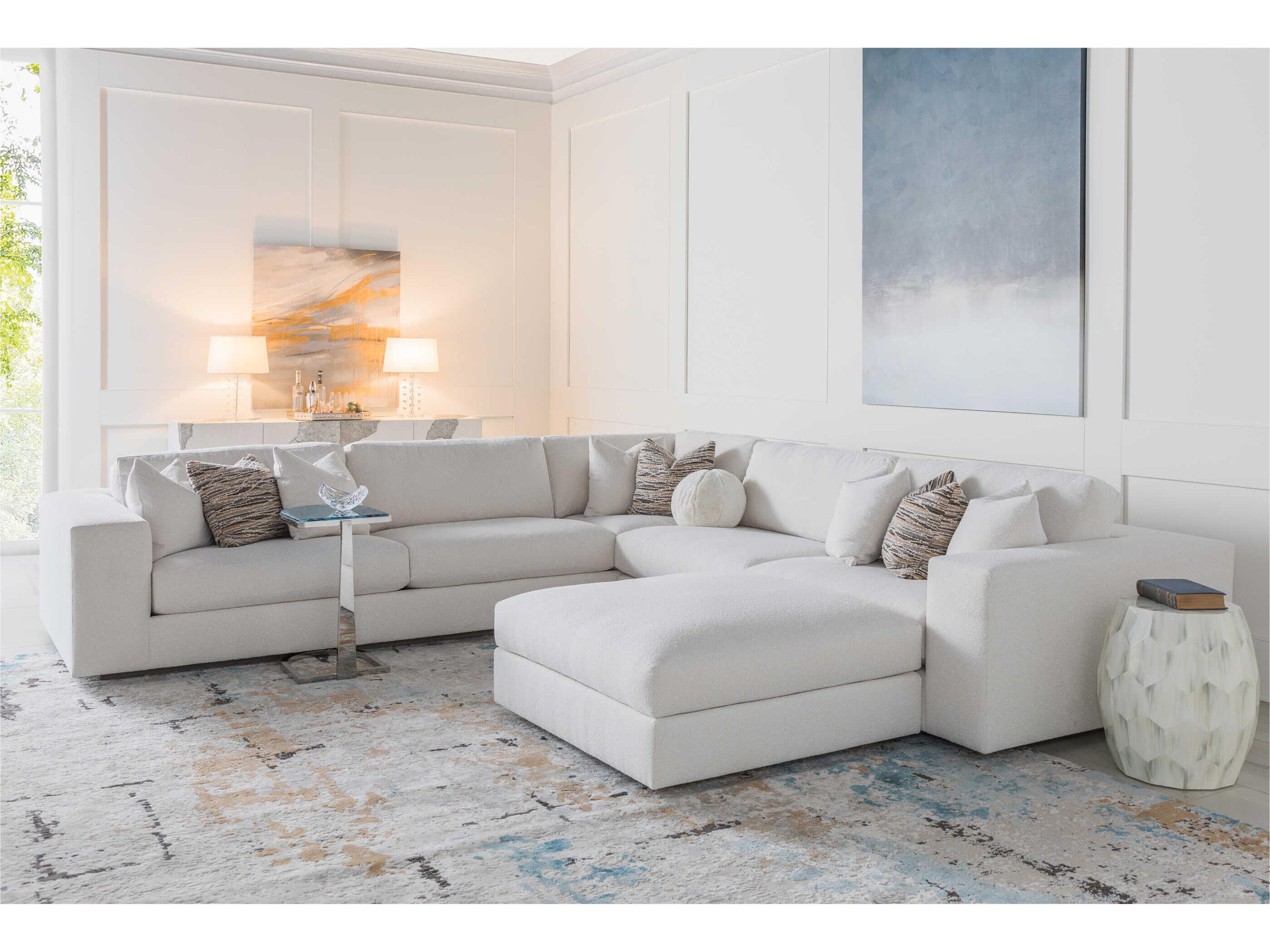 Artistica Upholstery Vivien White Upholstered Sectional Sofa