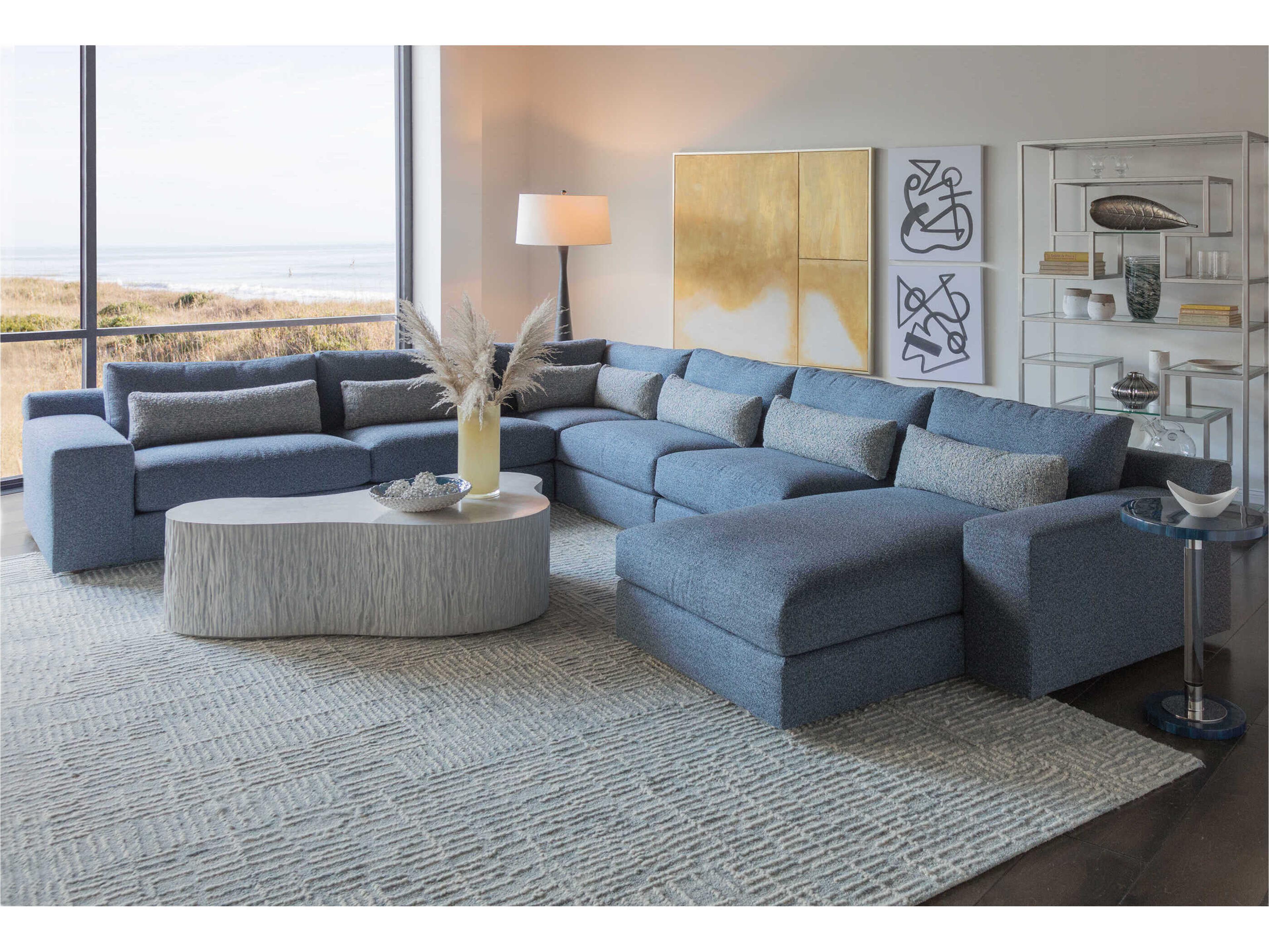 Artistica Upholstery Rita Blue Upholstered Sectional Sofa