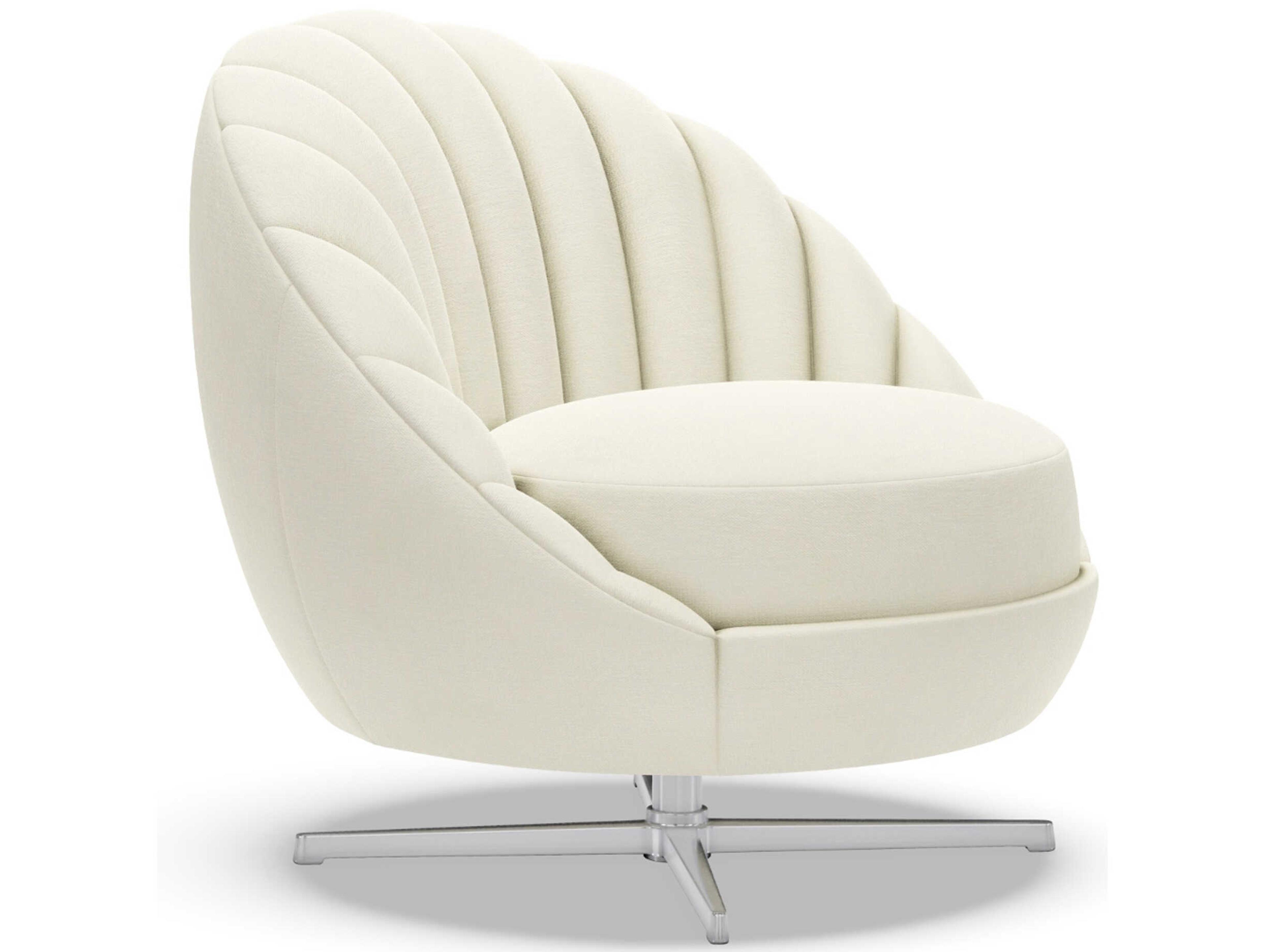 Upholstery Lucille Swivel White Accent Chair