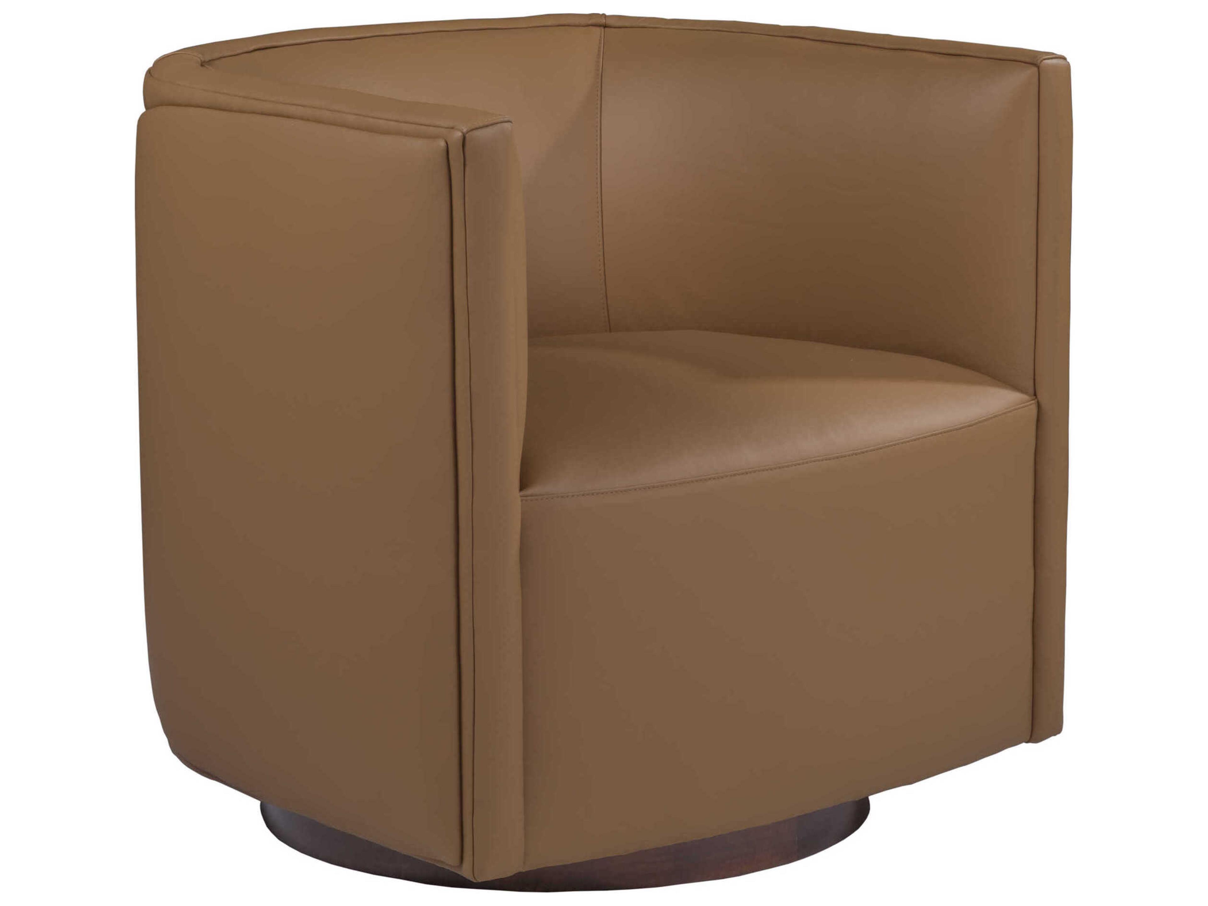 Artistica Upholstery Ingrid Swivel Brown Leather Accent Chair