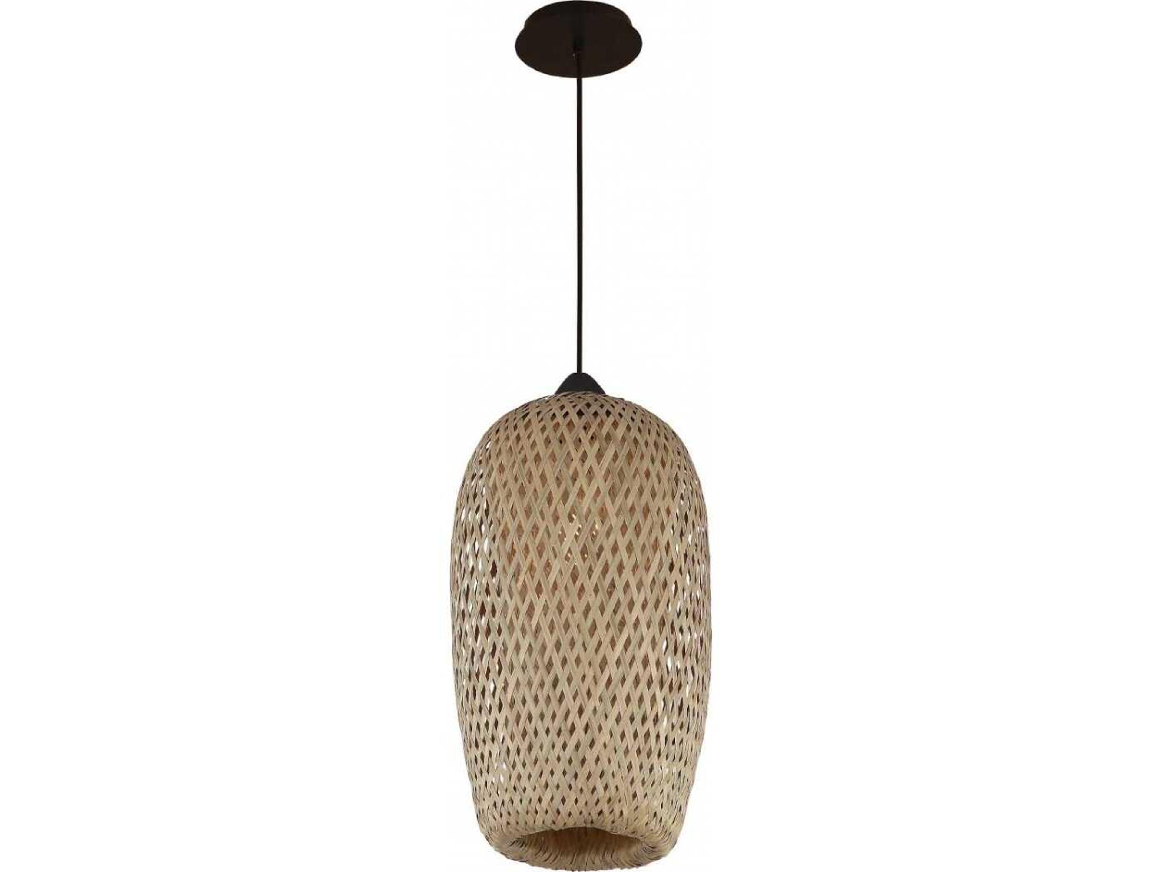 Tulum Pendant Light in Bamboo Wicker and Black