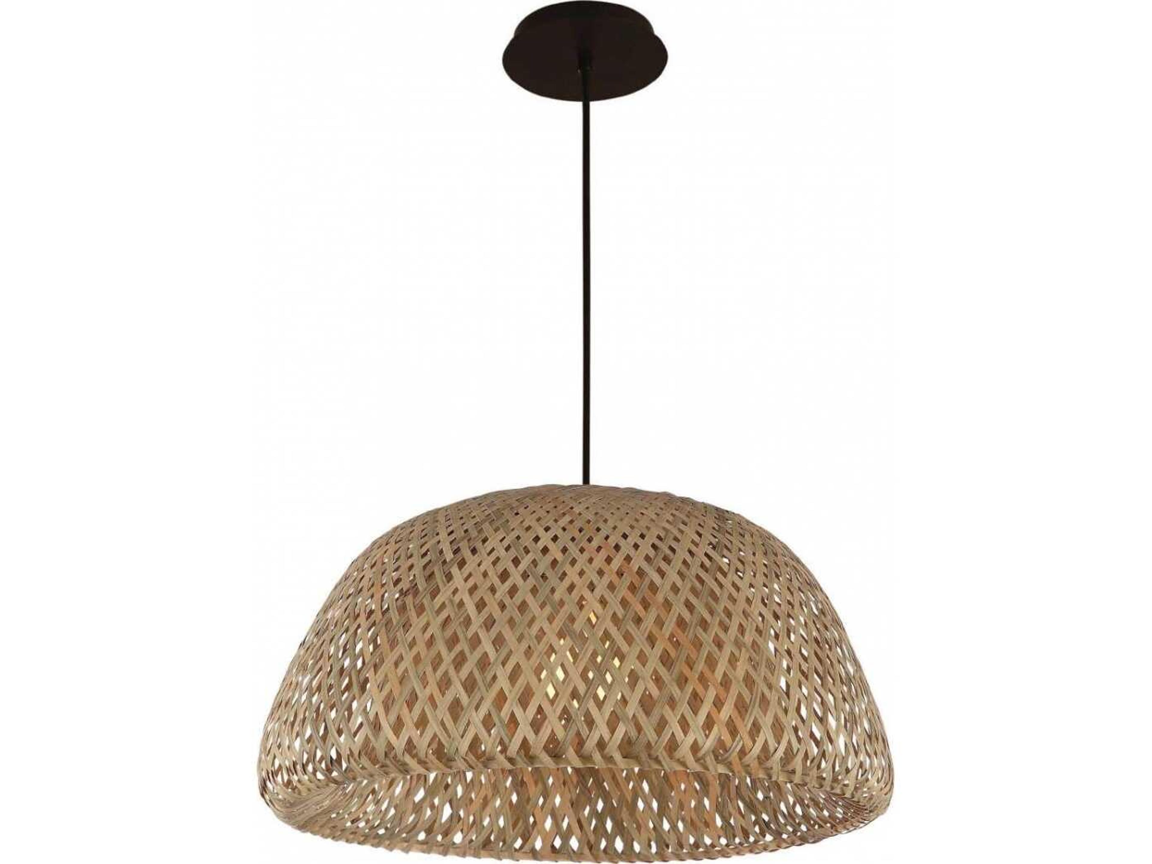 Tulum Pendant Light Black and Bamboo Wicker