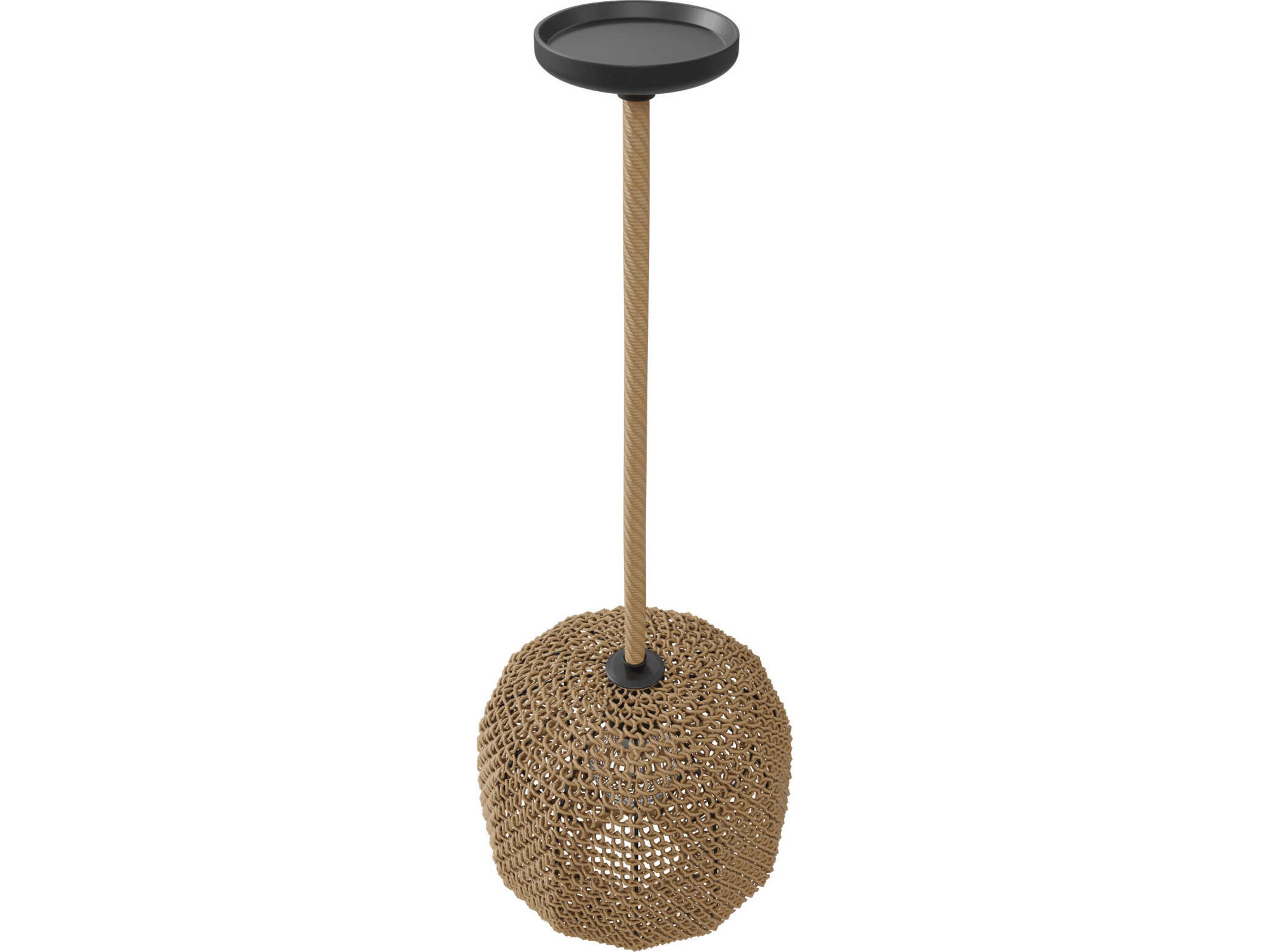 Avenue Lighting Malibu 1-Light Natural Hemp Rope Brown Round Mini Pendant