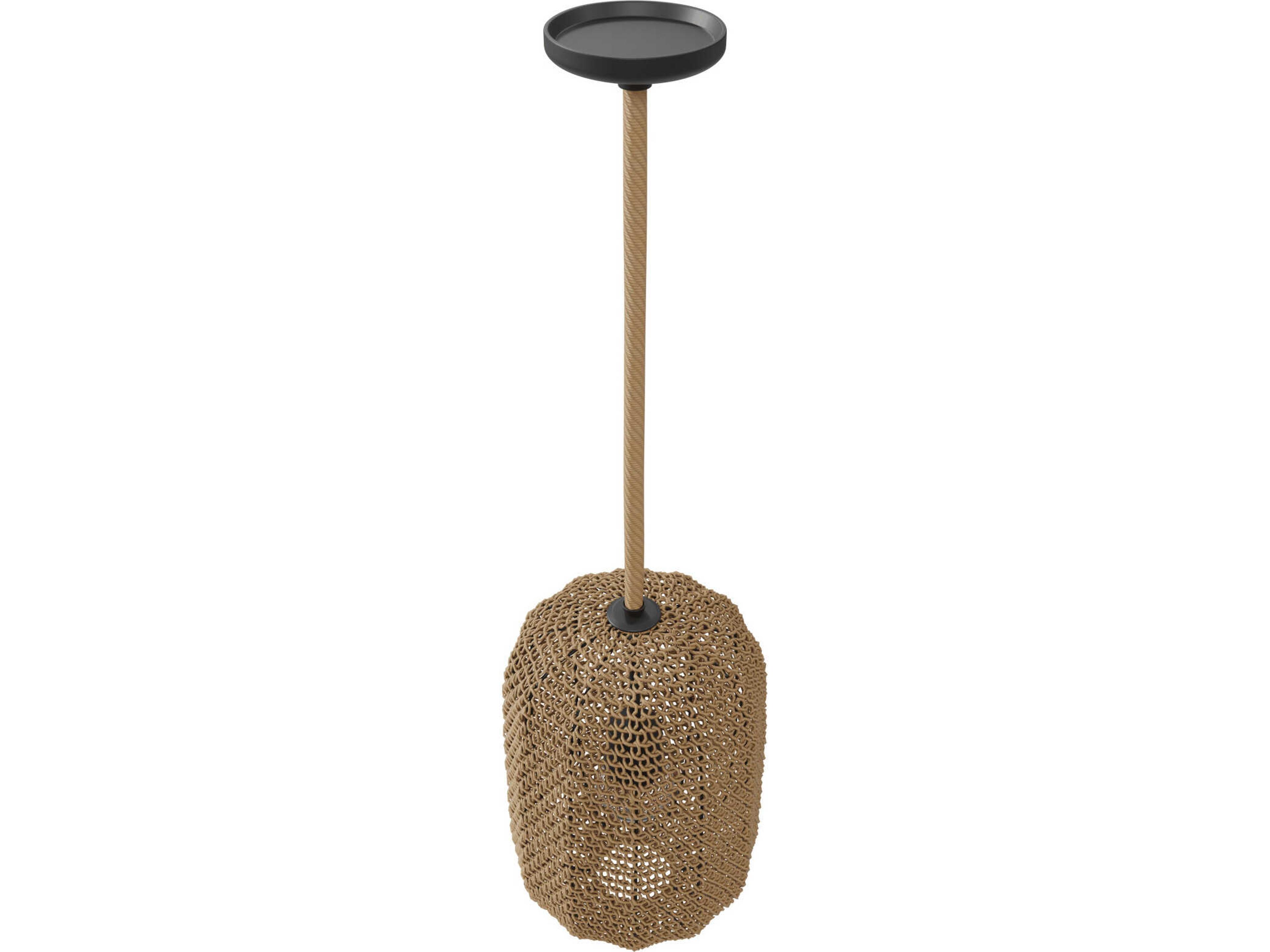 Avenue Lighting Malibu 1-Light Natural Hemp Rope Brown Cylinder Mini Pendant