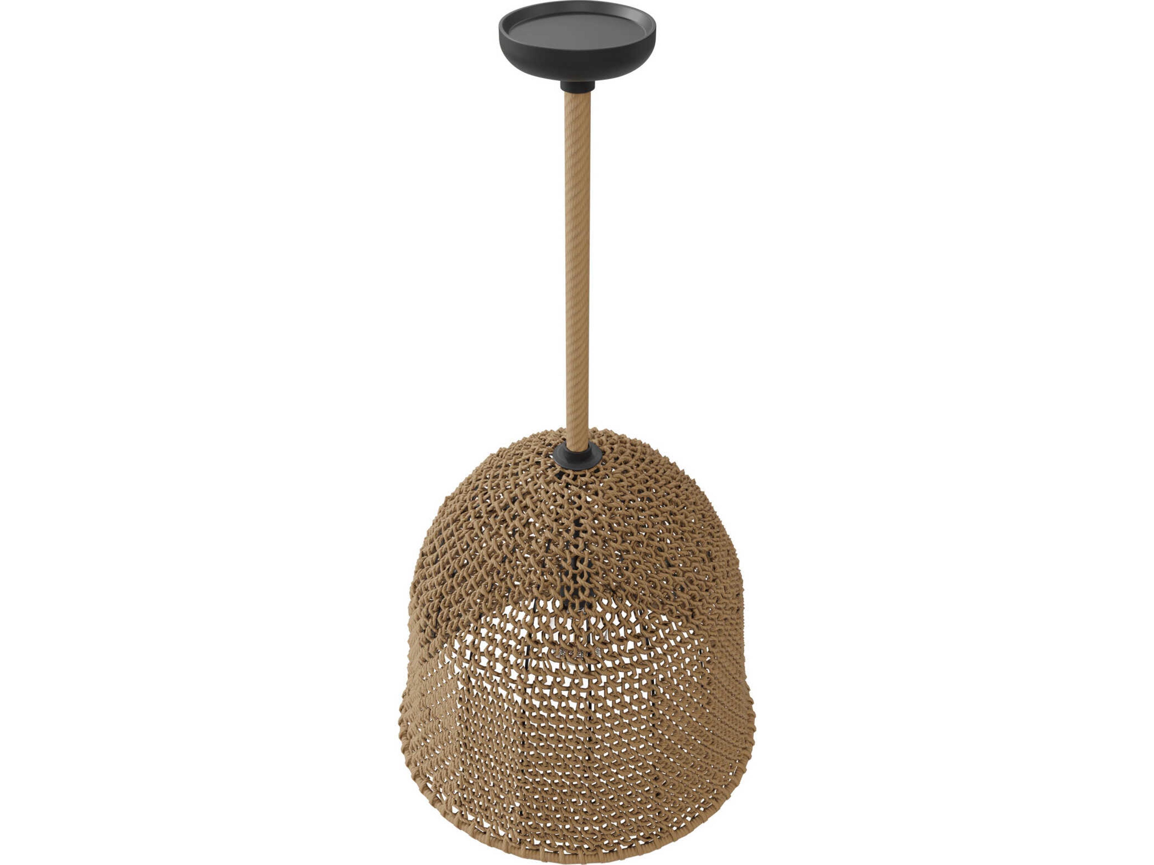 Avenue Lighting Malibu 1-Light Natural Hemp Rope Brown Bell Pendant