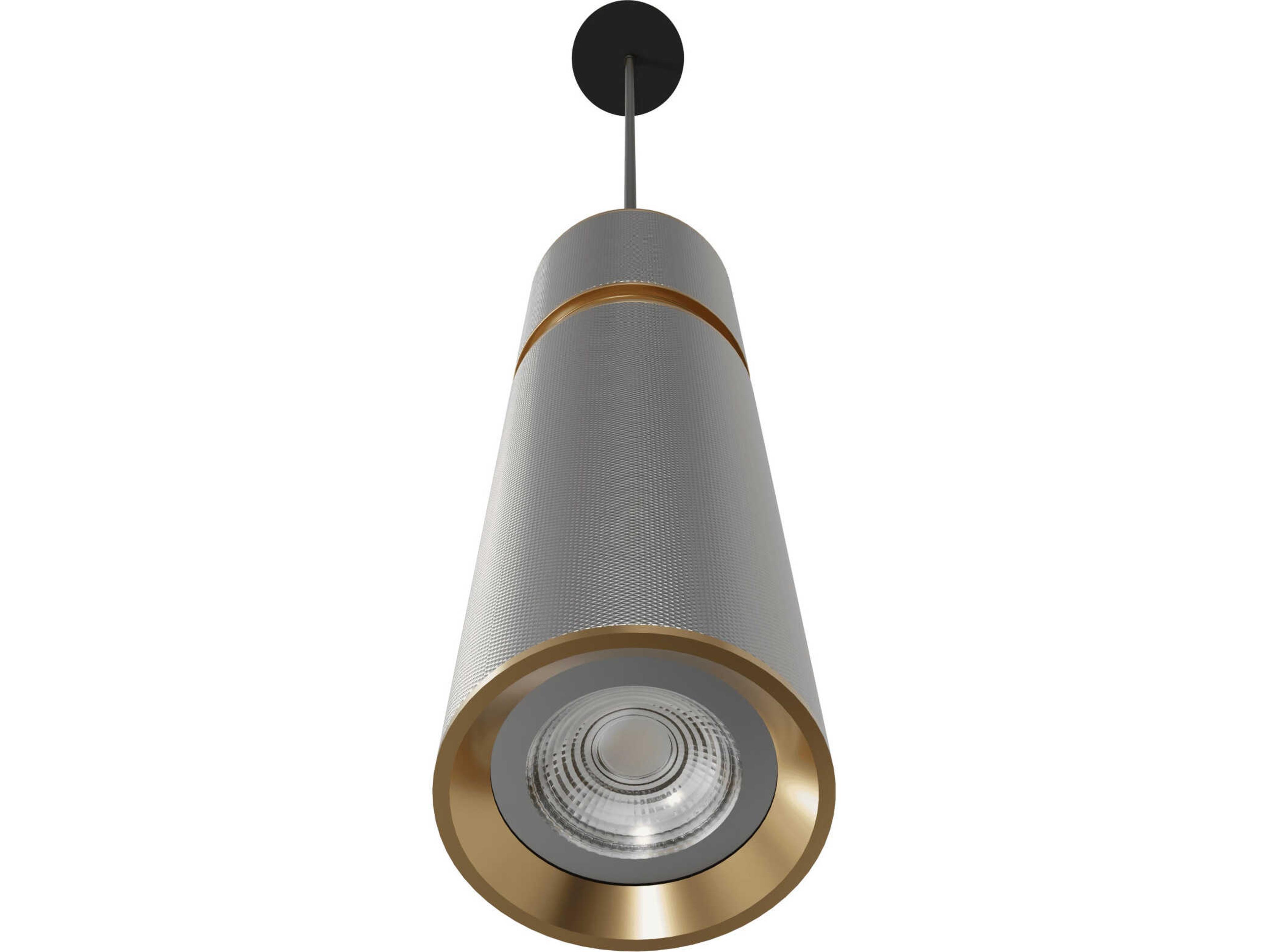 Avenue Lighting Cicada 1-Light Knurled Light Grey Brass Cylinder Mini Pendant
