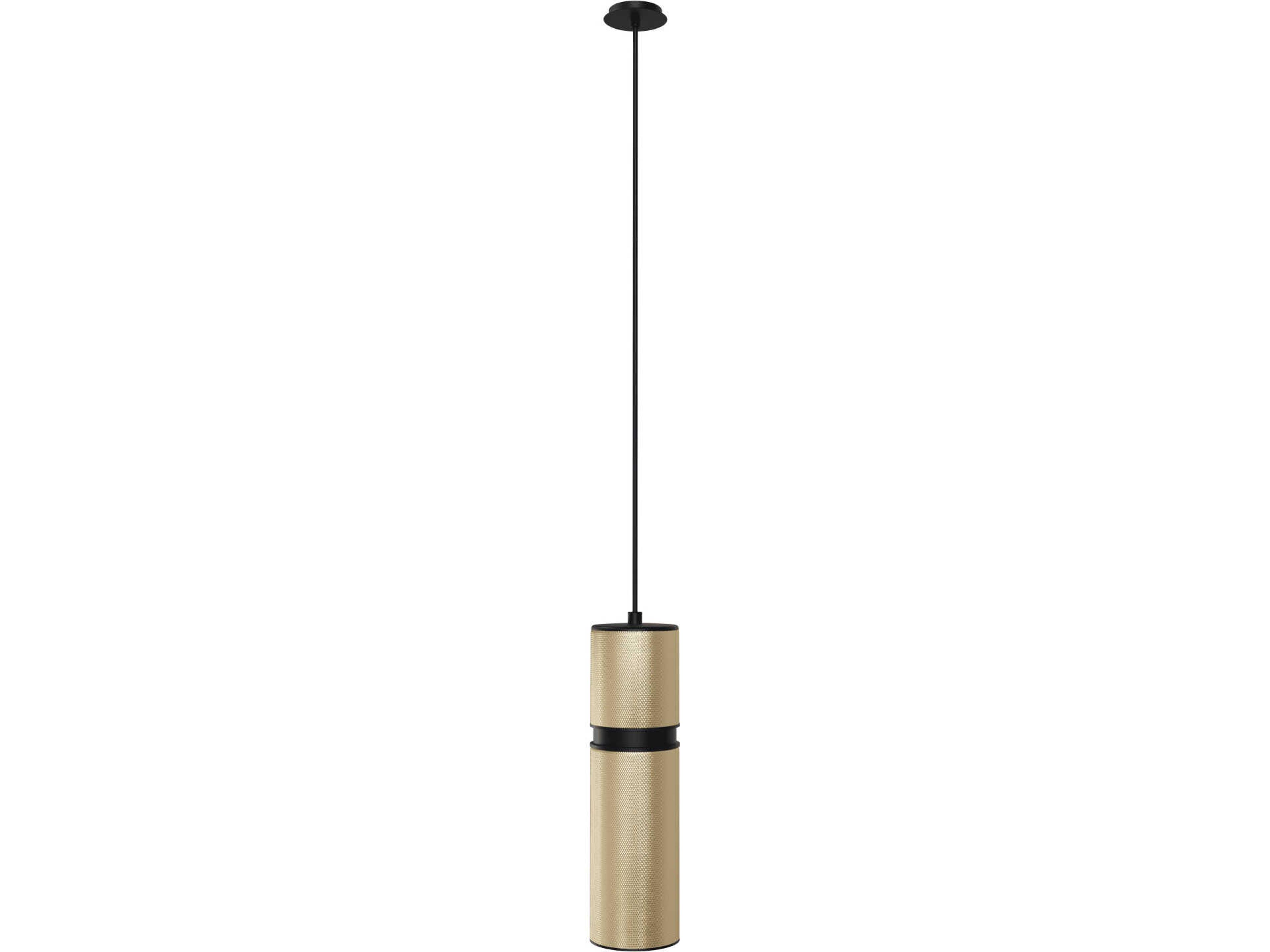 Cicada LED Mini Pendant Light in Knurled Brass and Black