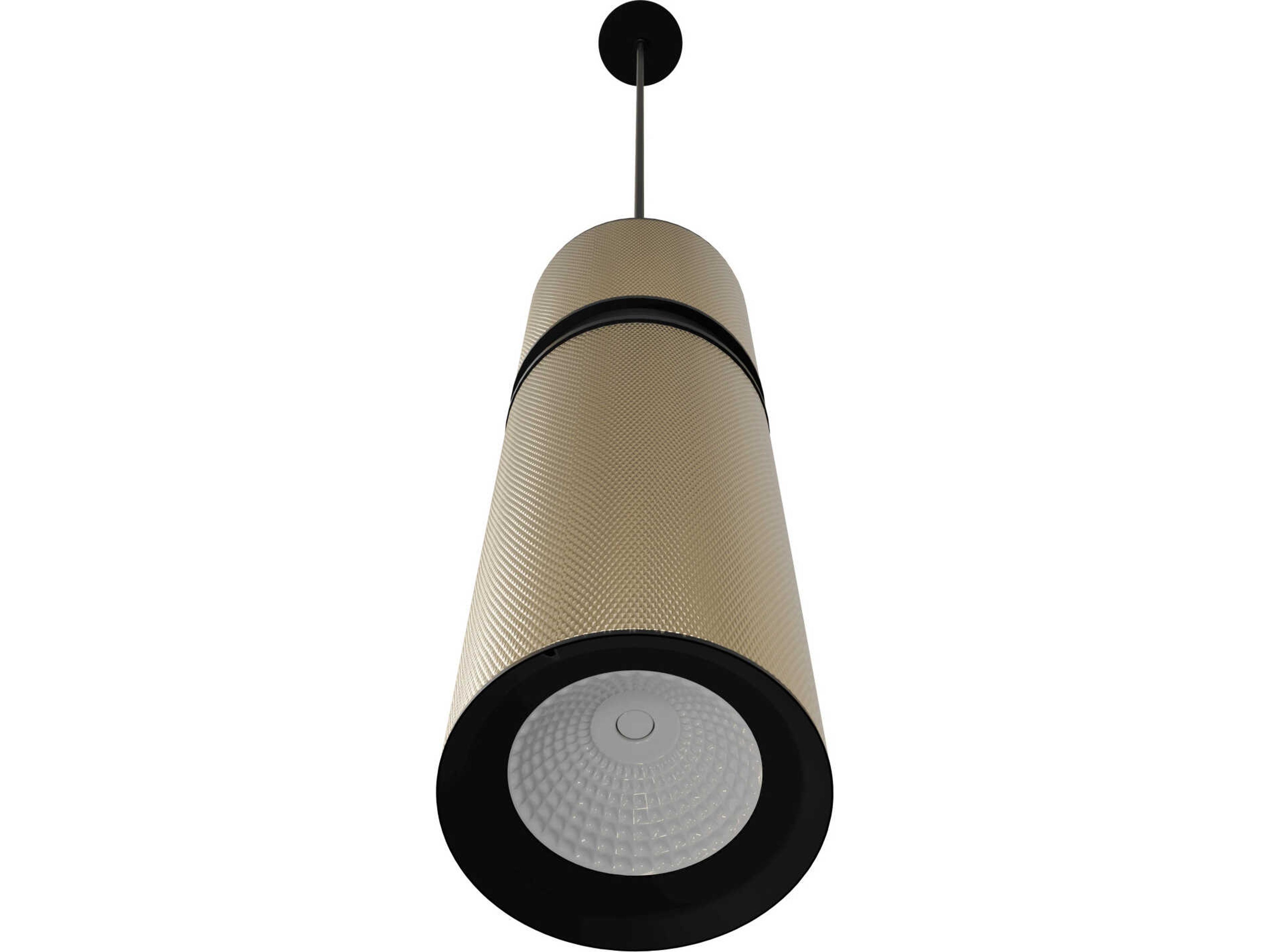 Avenue Lighting Cicada 1-Light Knurled Brass Black Cylinder Mini Pendant