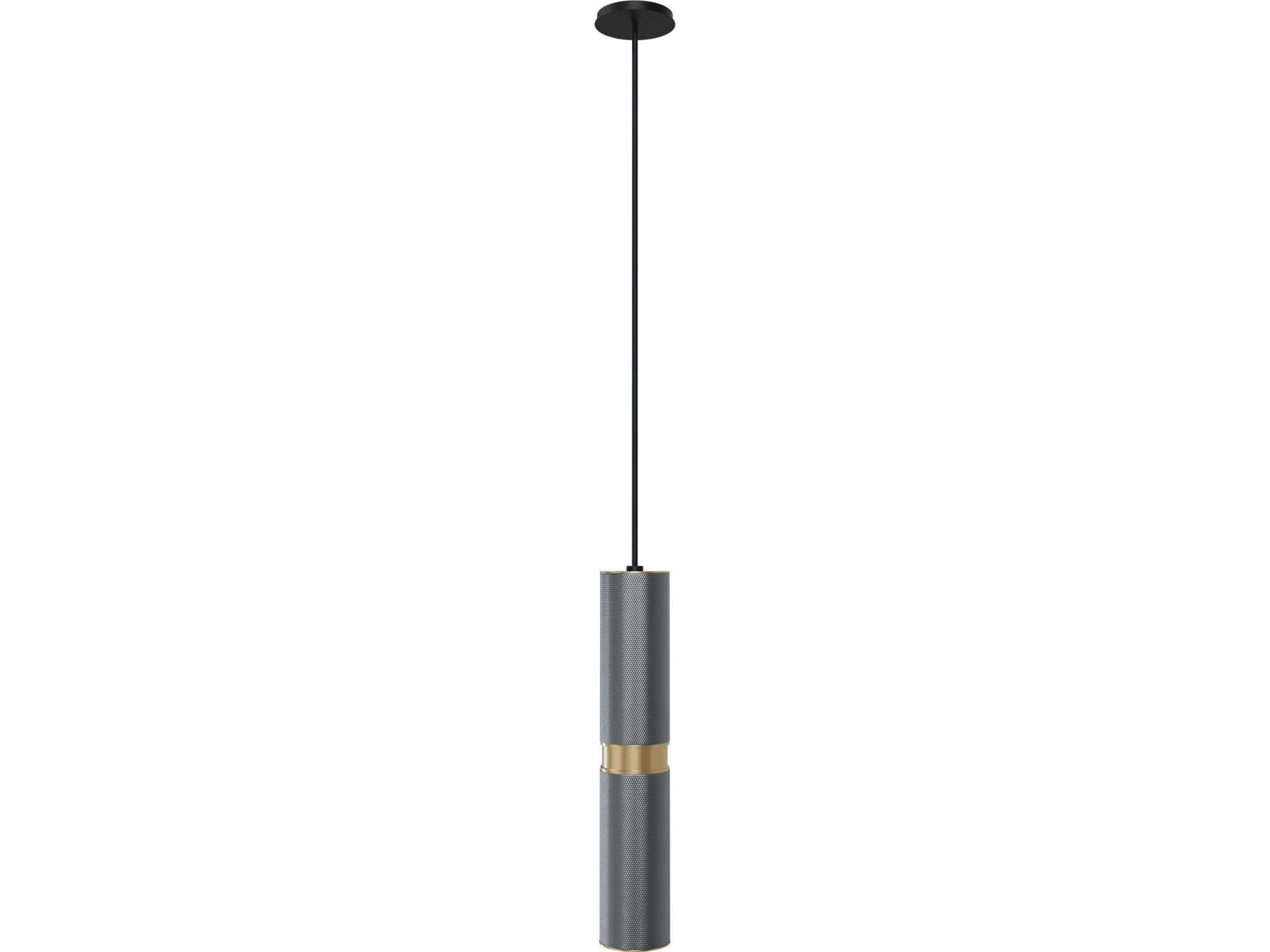 Cicada Collection Pendant Light in Knurled Light Grey and Brass