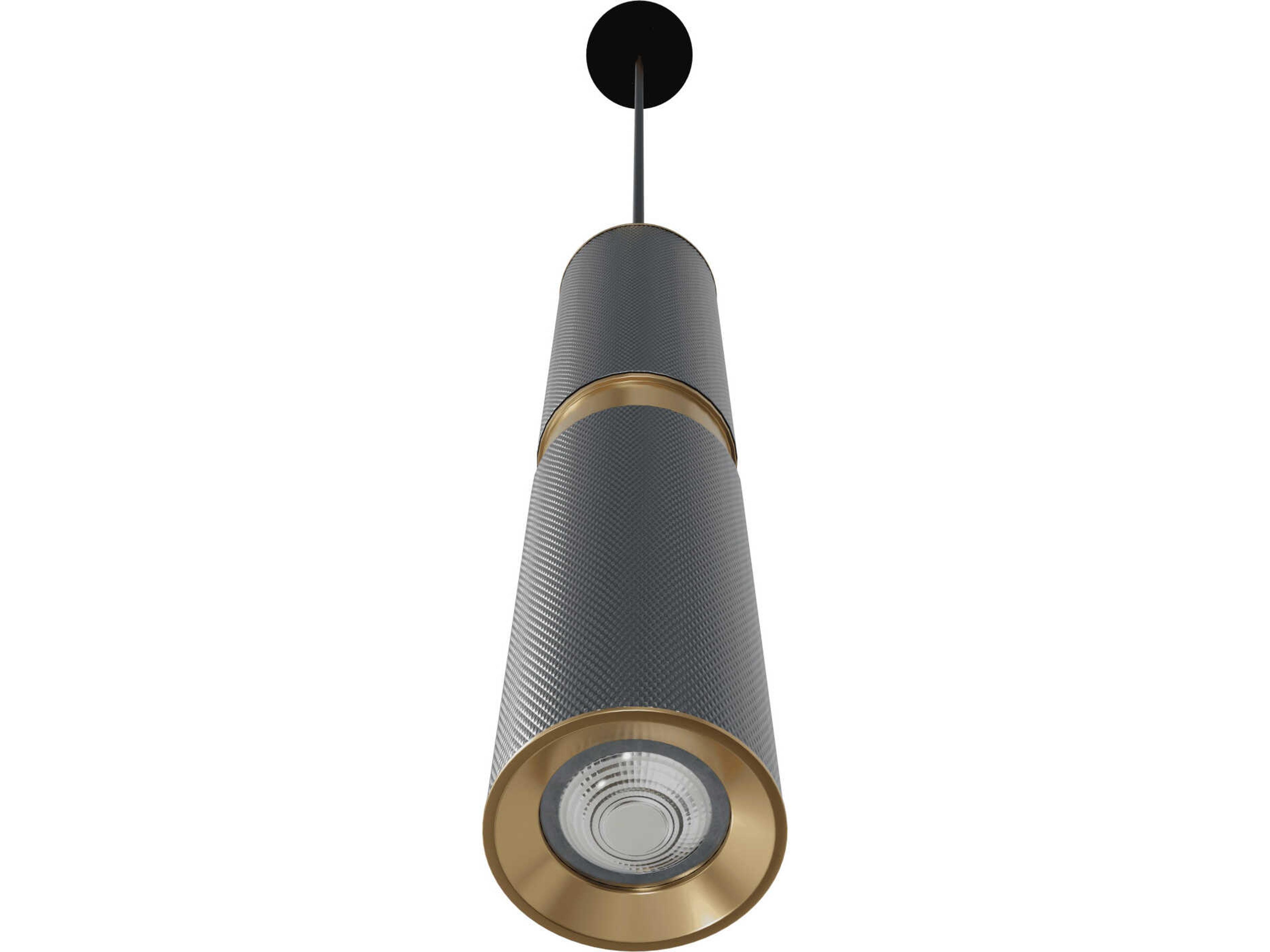 Avenue Lighting Cicada 1-Light Knurled Light Grey Brass Cylinder Mini Pendant
