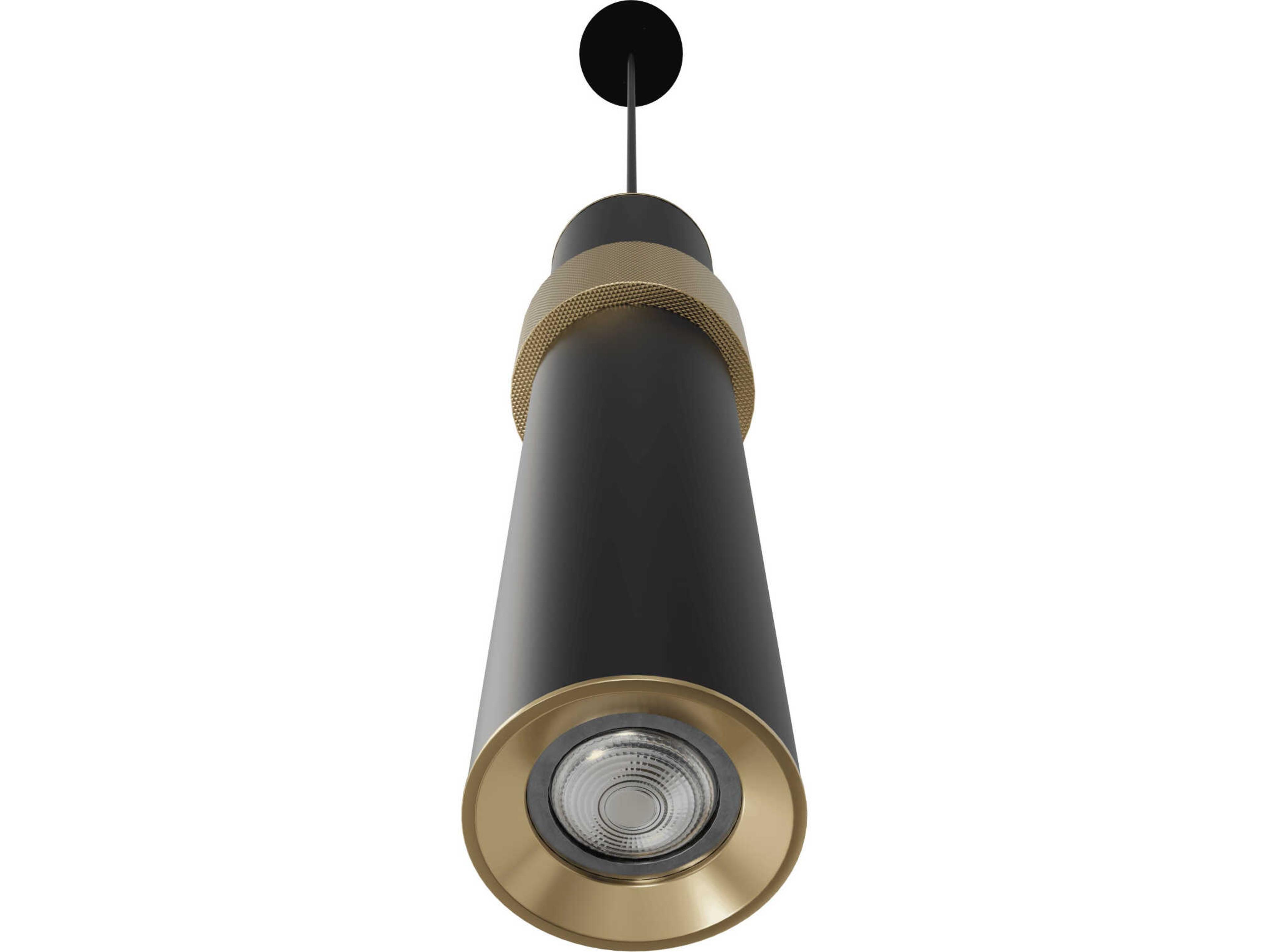 Avenue Lighting Cicada 1-Light Black Knurled Brass Cylinder Mini Pendant
