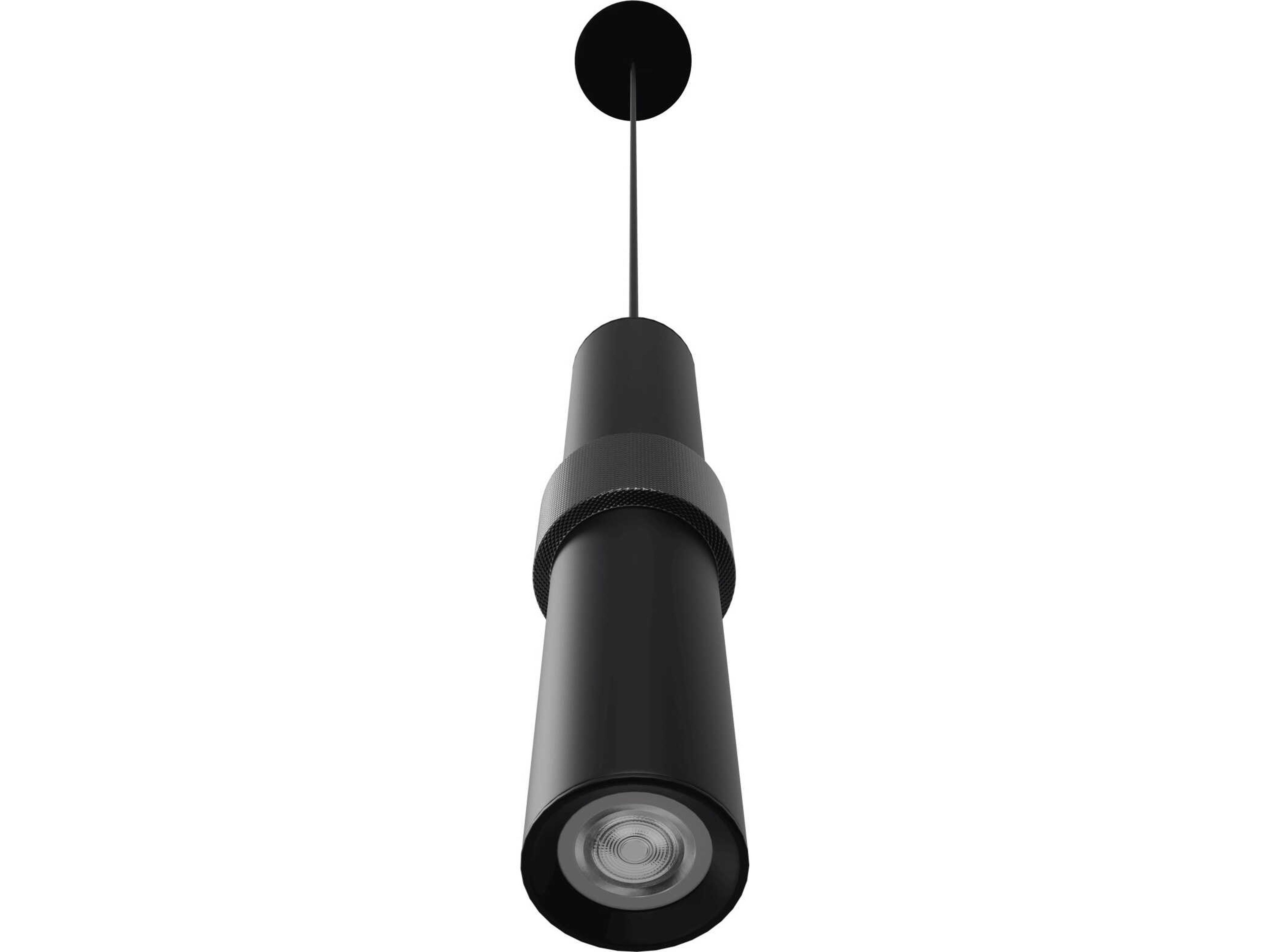 Avenue Lighting Cicada 1-Light Black Knurled Cylinder Mini Pendant