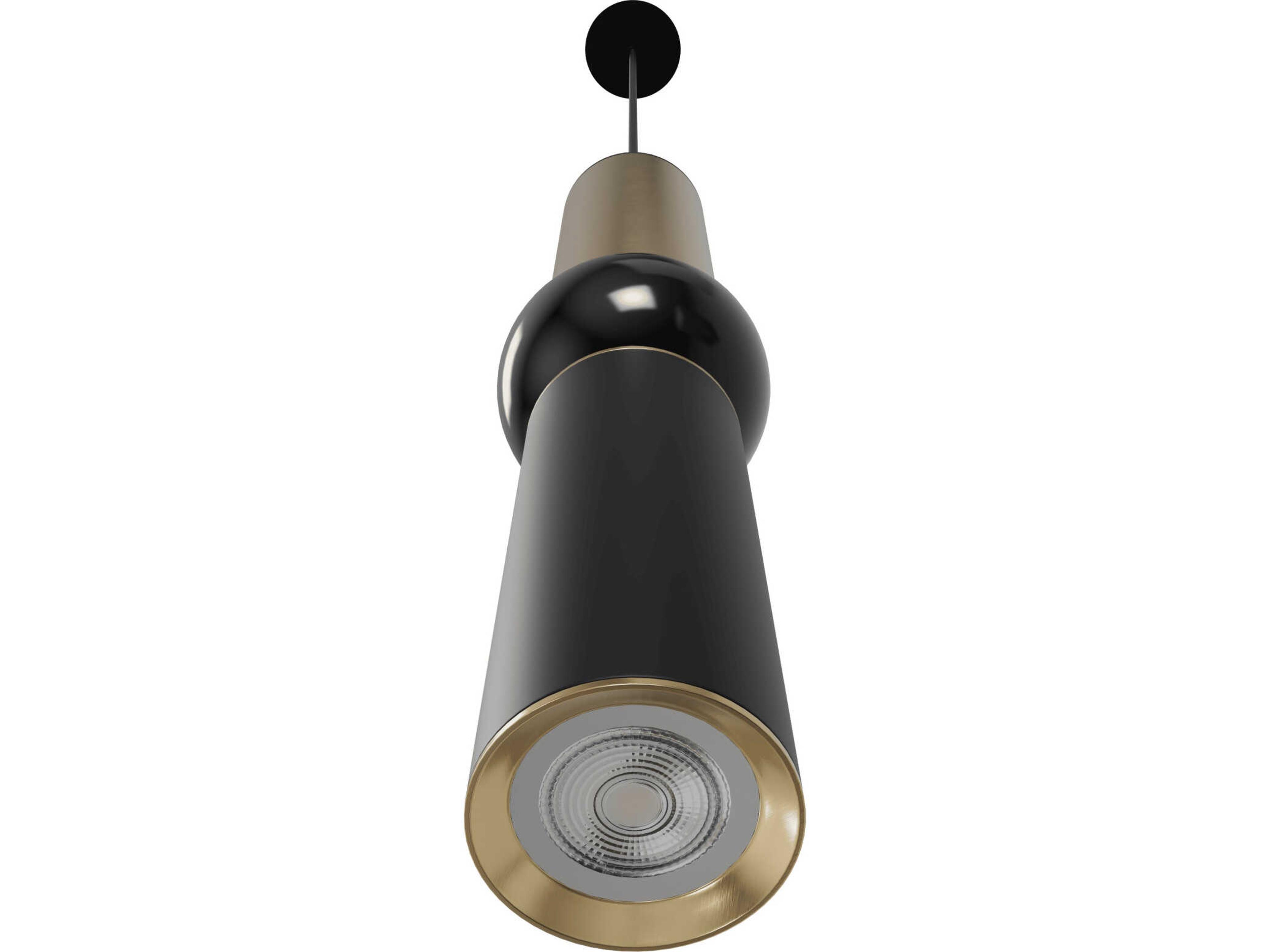 Avenue Lighting Cicada 1-Light Brushed Brass Black Cylinder Mini Pendant