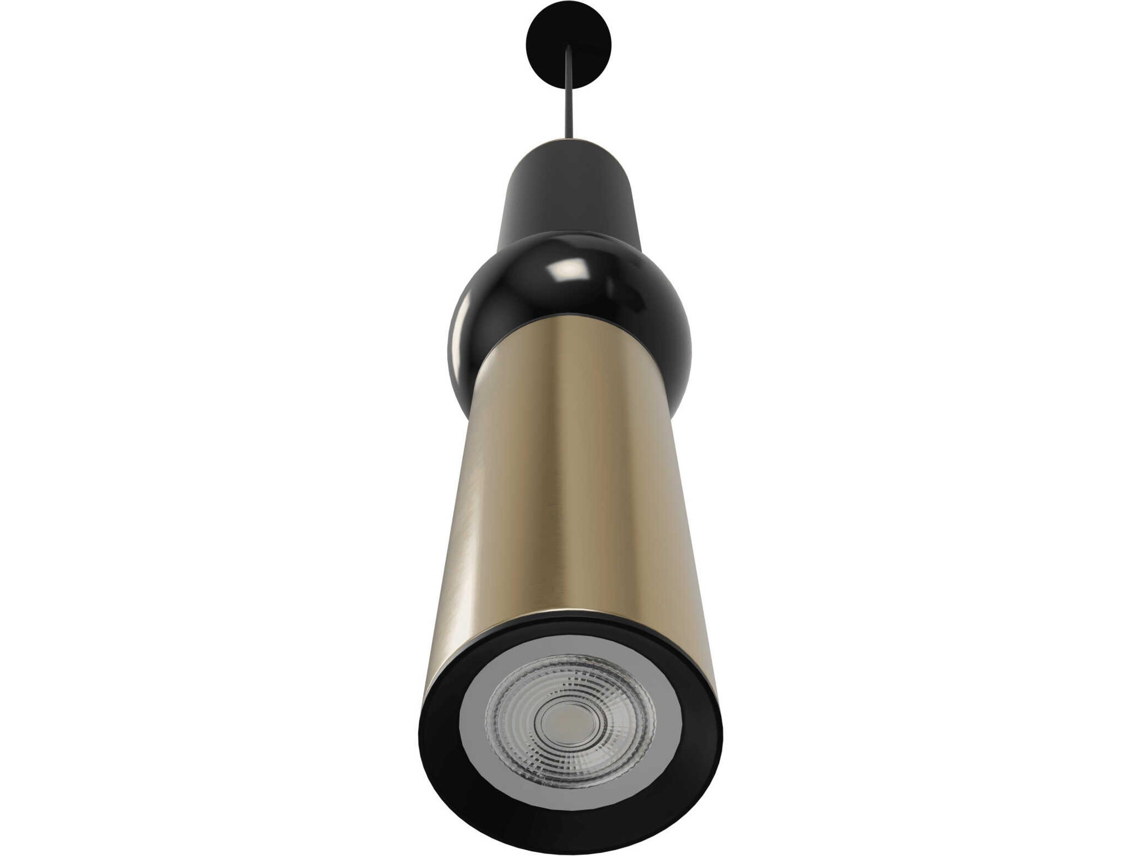 Avenue Lighting Cicada 1-Light Brushed Brass Black Cylinder Mini Pendant