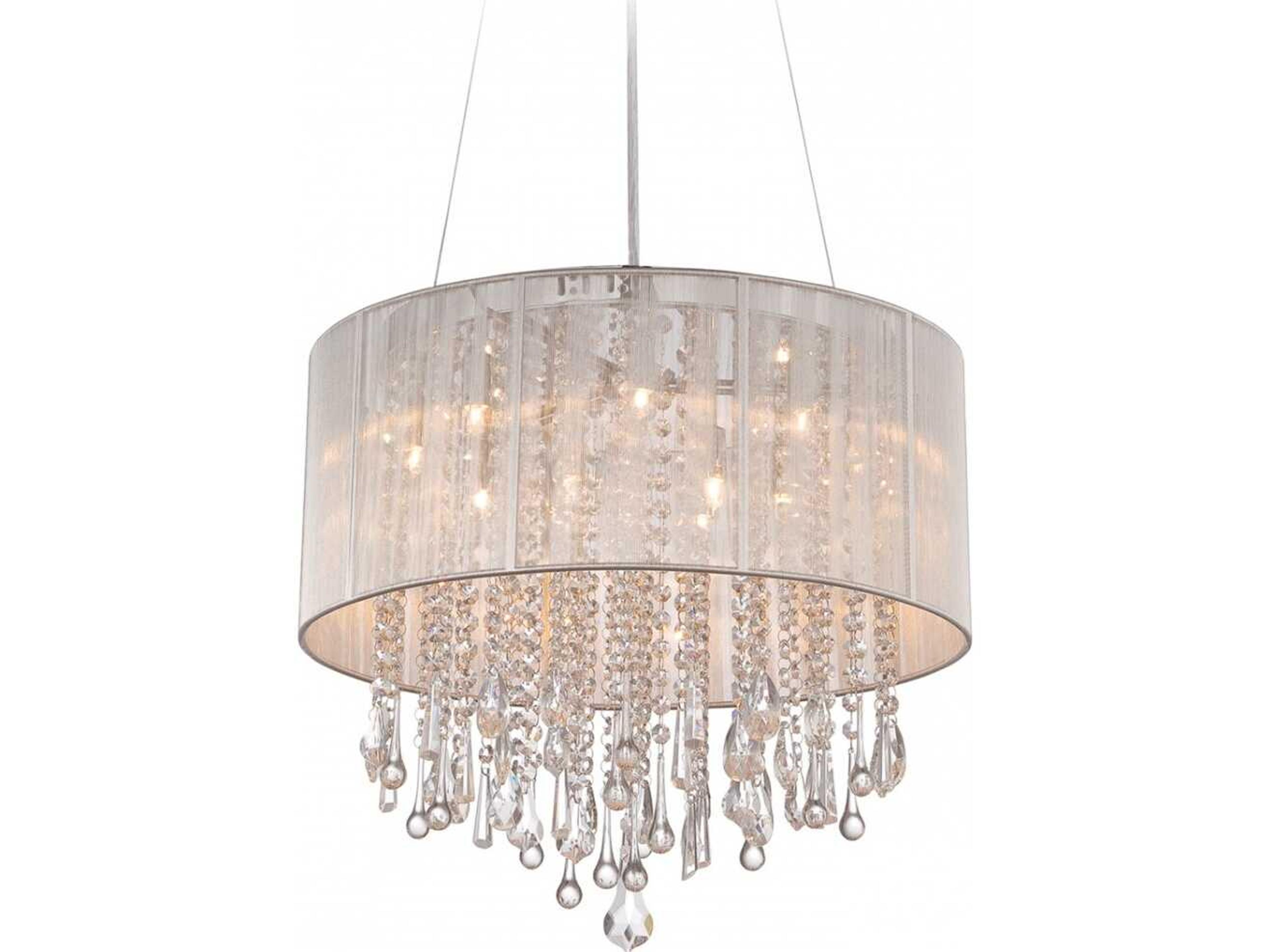 Beverly Dr. Drum Chandelier in Silver Silk String