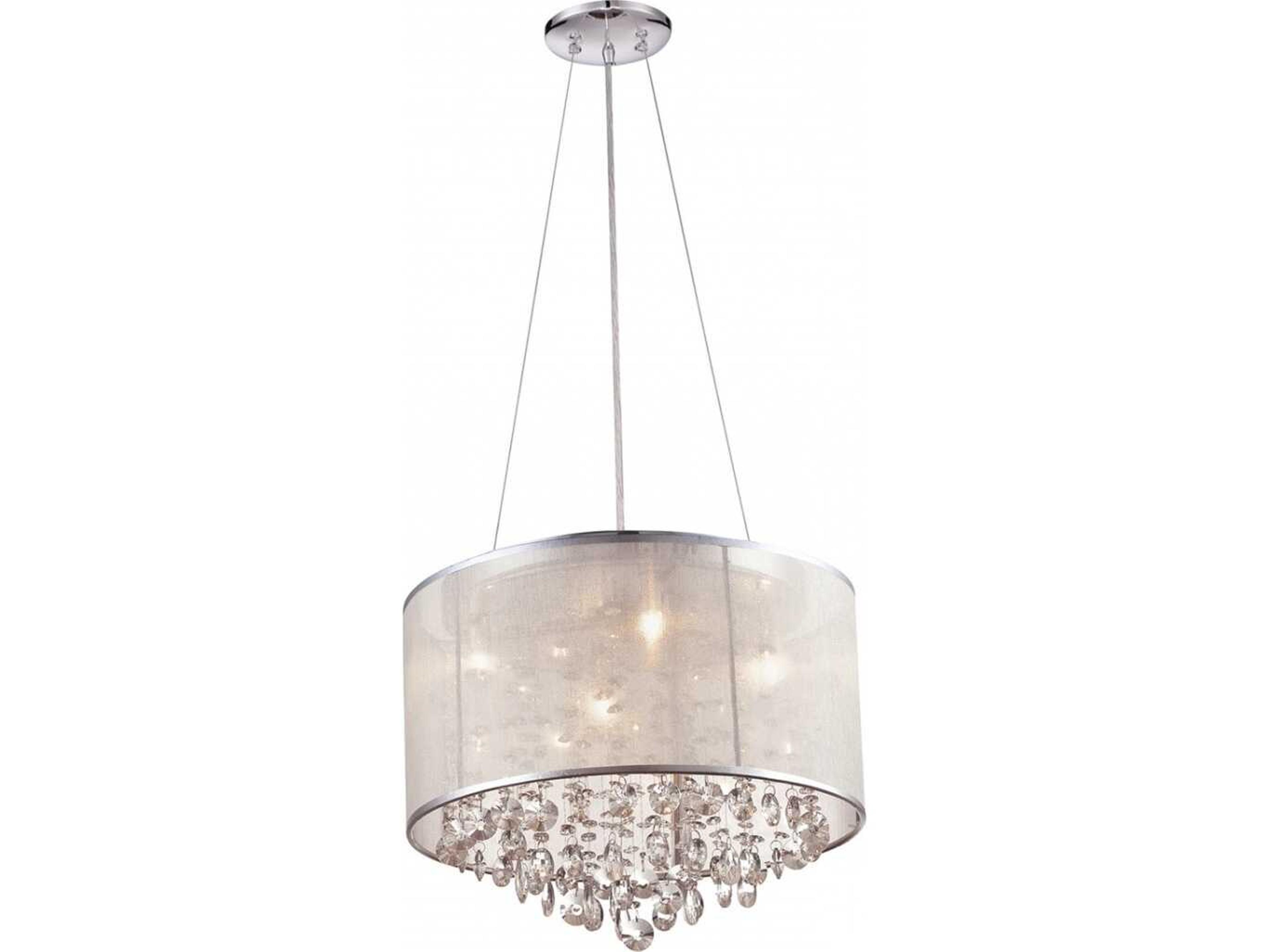 Riverside Dr Convertible Ceiling Light in Silver Organza