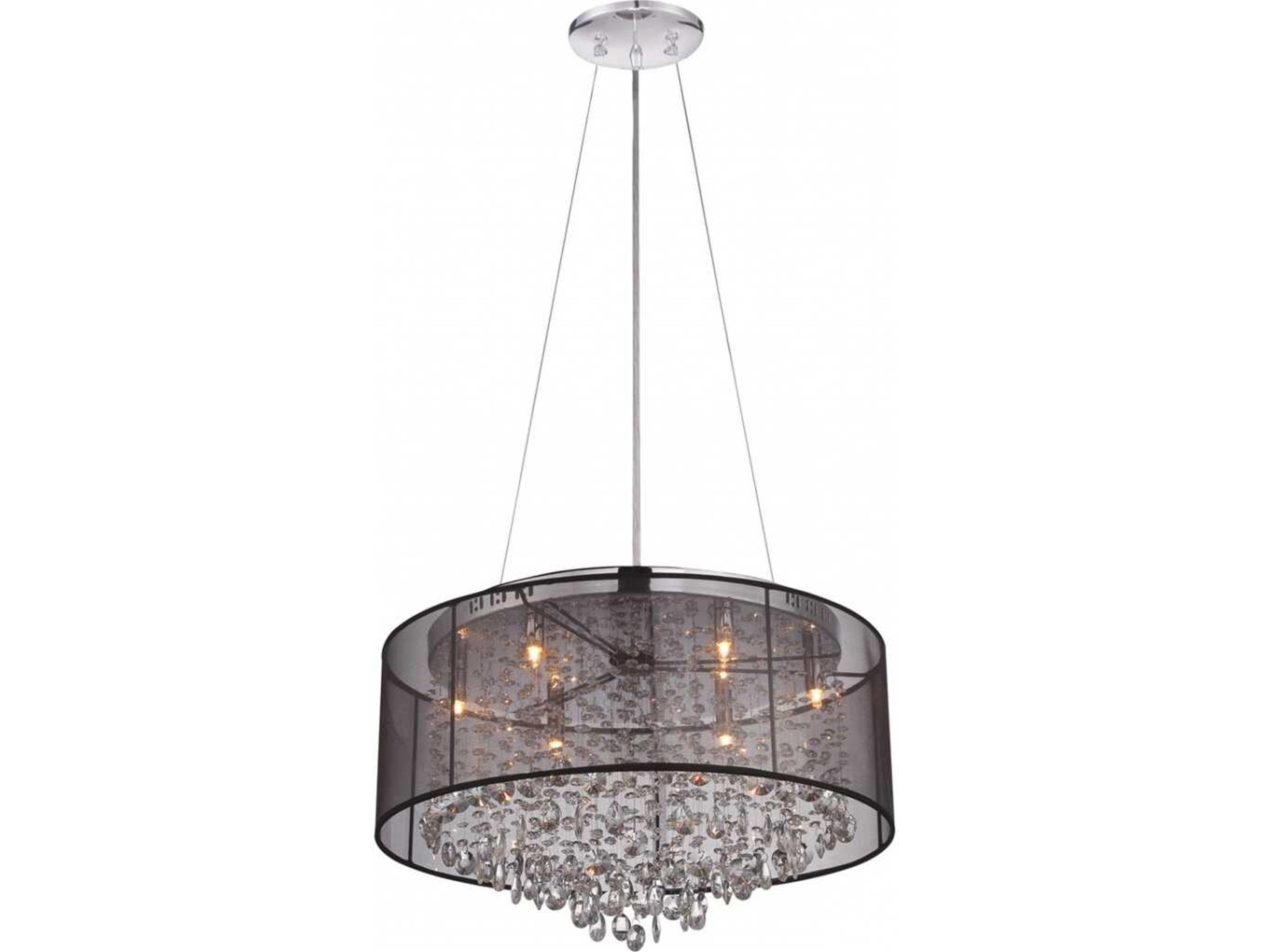 Avenue Lighting Riverside Dr 6-Light Black Organza Silk Drum Pendant