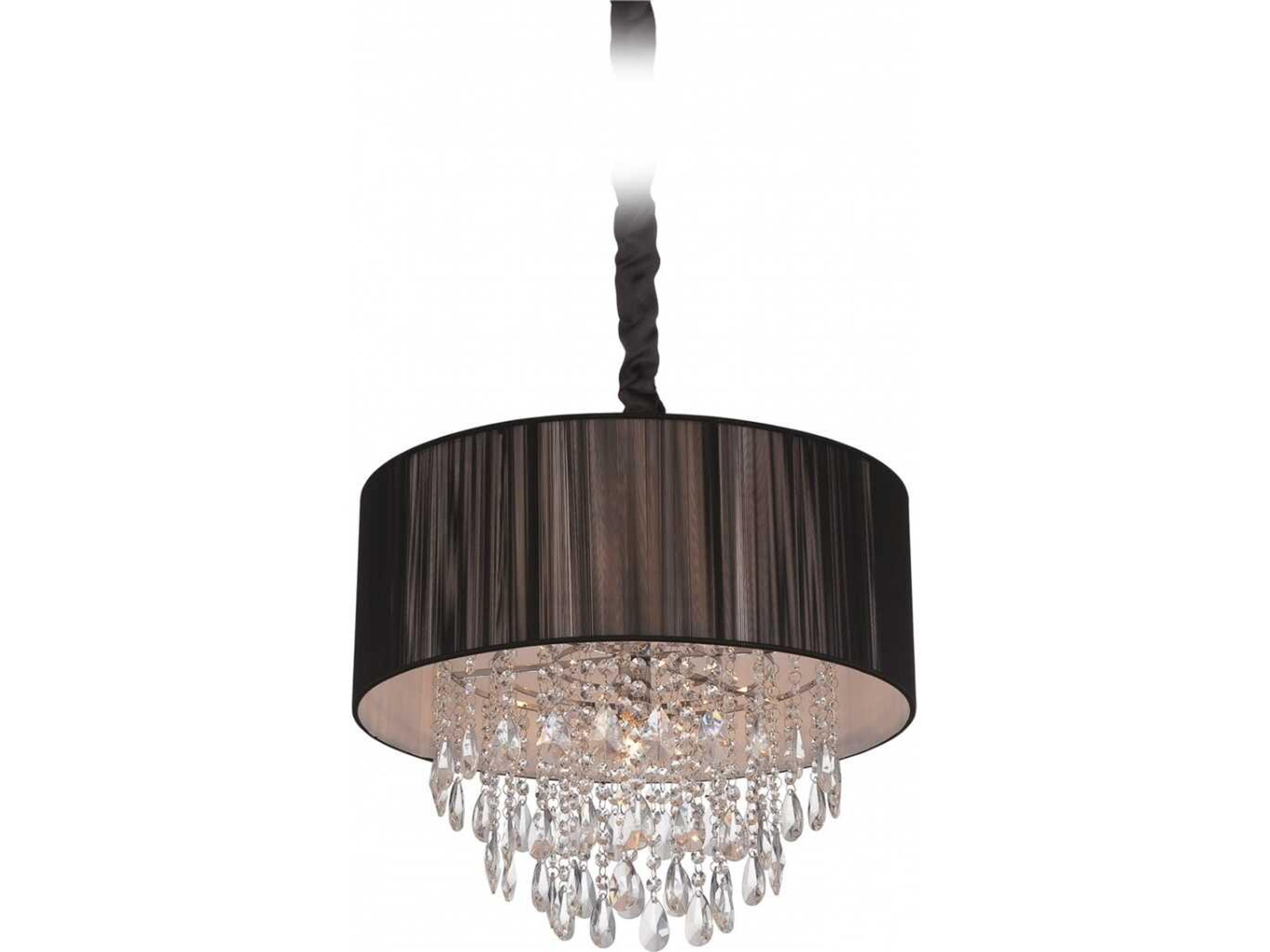 Vineland Ave Pendant Chandelier in Black with Crystals
