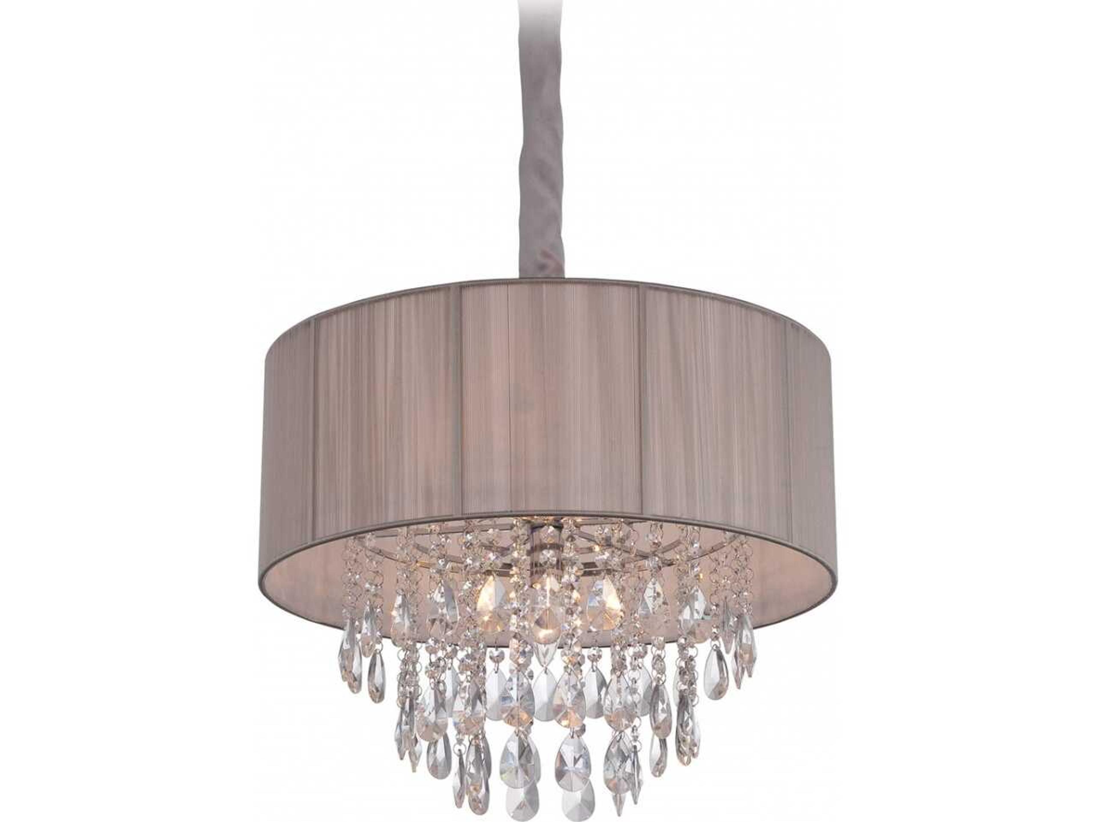 Vineland Ave Drum Chandelier Taupe Silk String