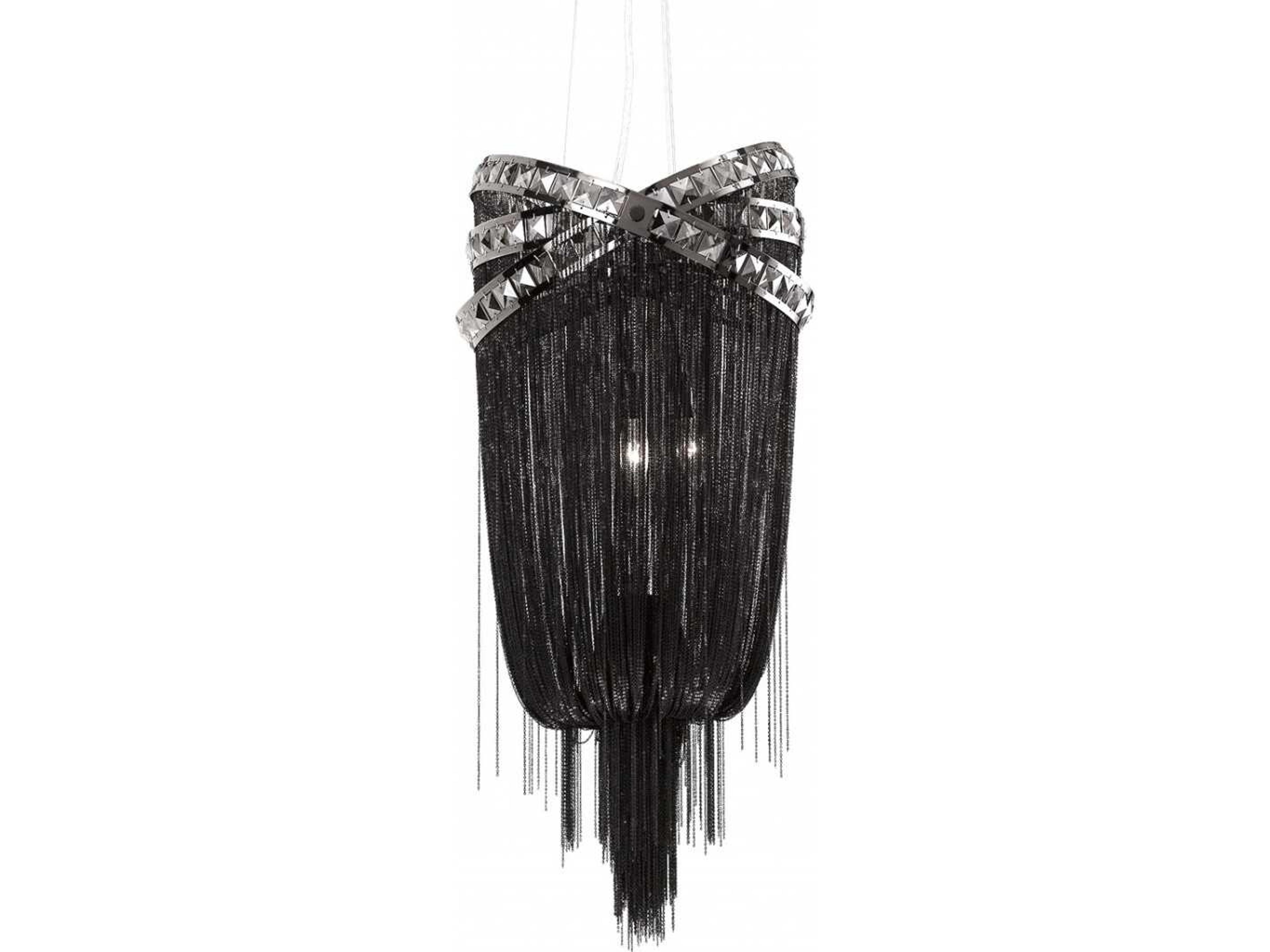 Wilshire Blvd 4 Light Chandelier with Draped Chain and Smoke Crystals