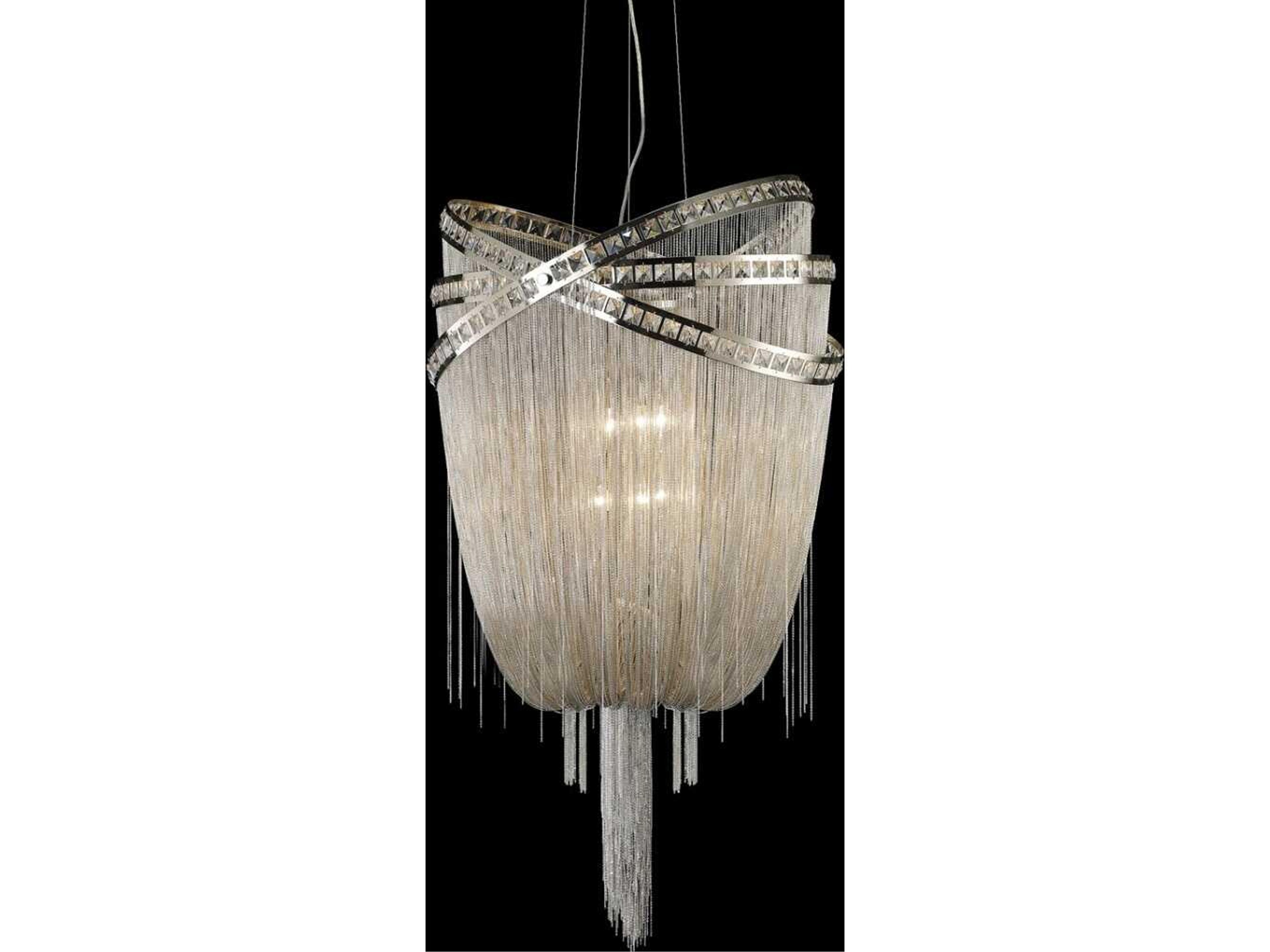 Wilshire Blvd Crystal Chandelier in Polished Nickel