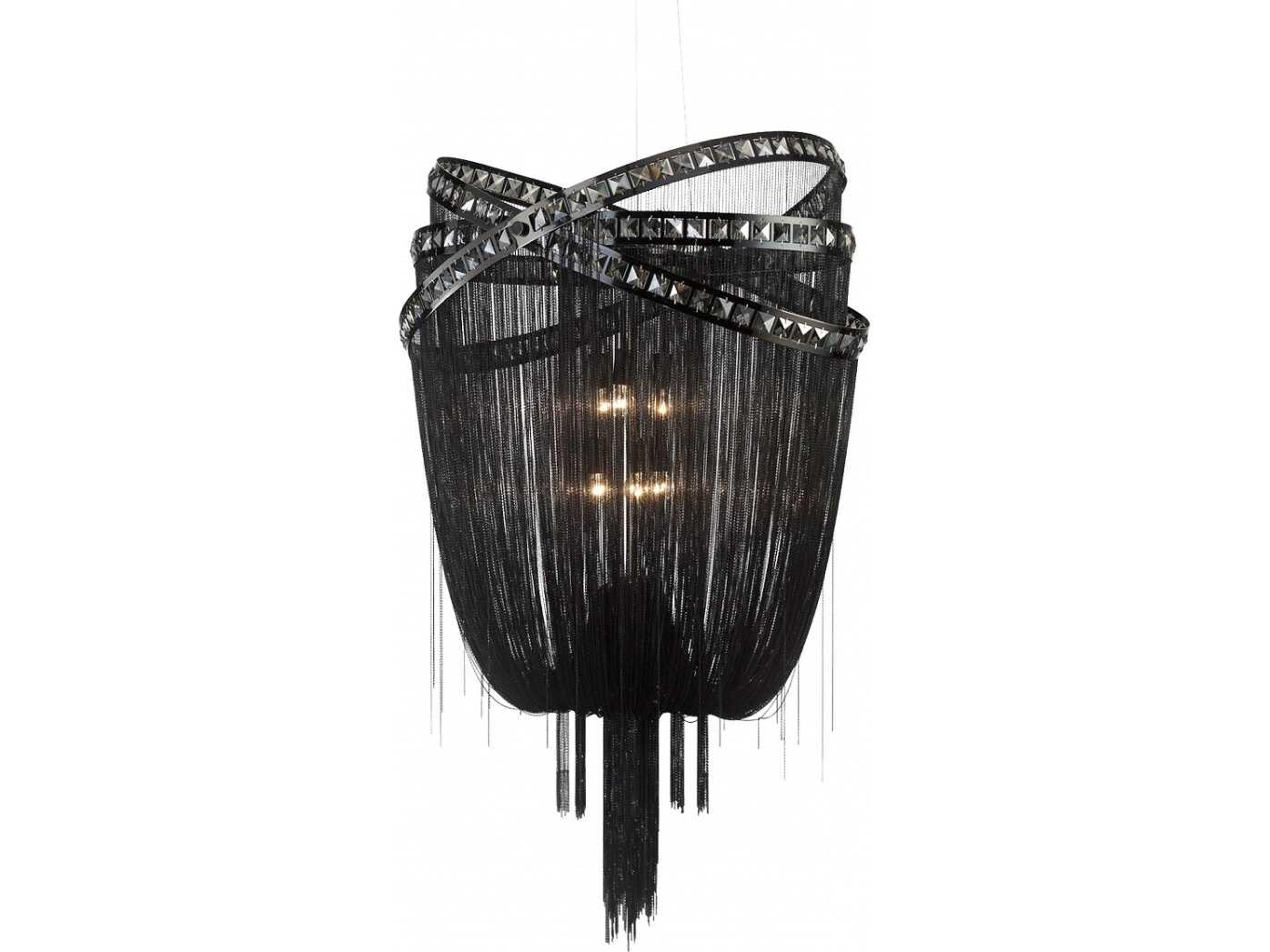 Wilshire Blvd Chandelier in Black with Smoke Crystal