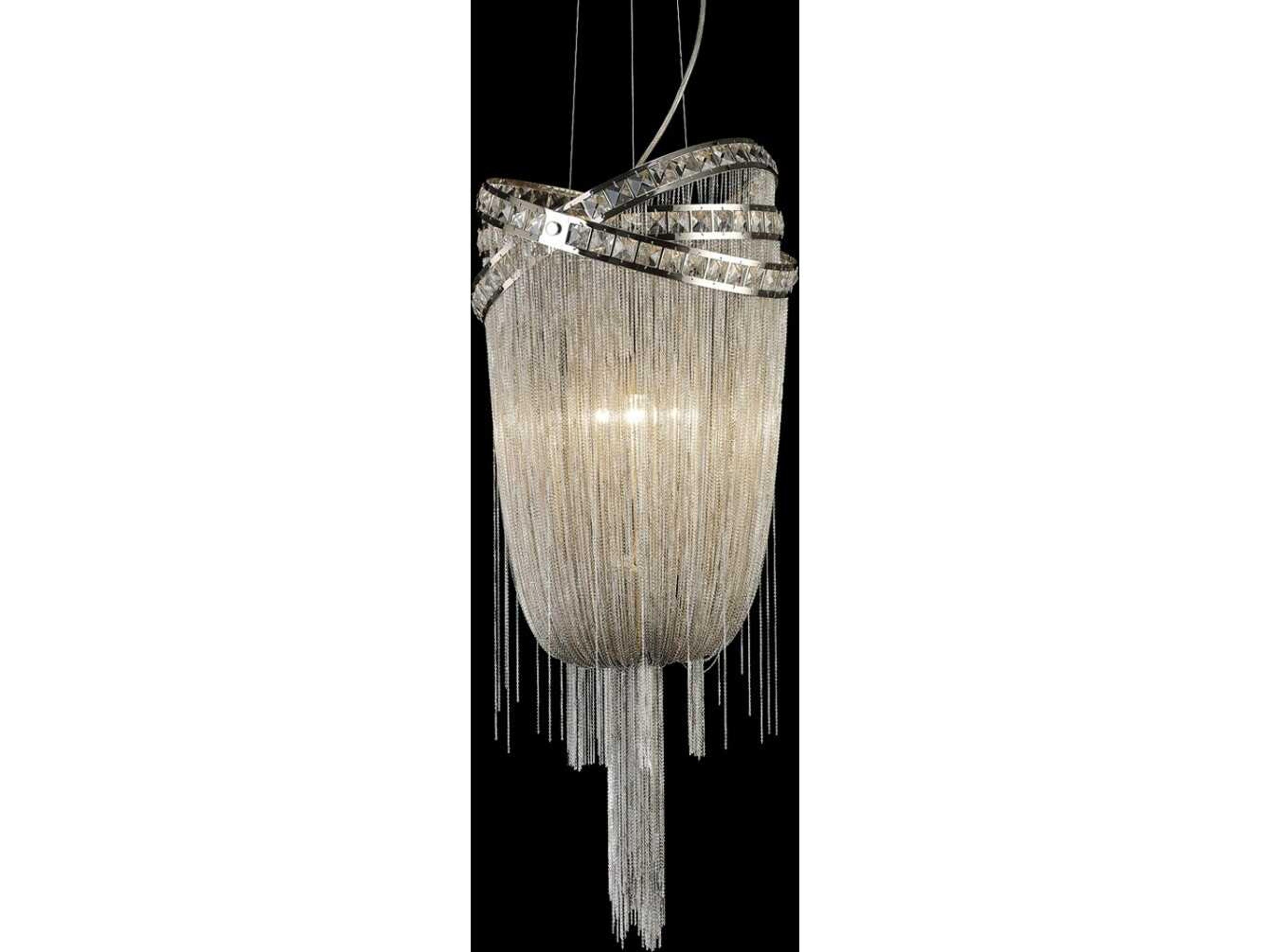 Wilshire Blvd Six-Light Chandelier in Polished Nickel and Crystal