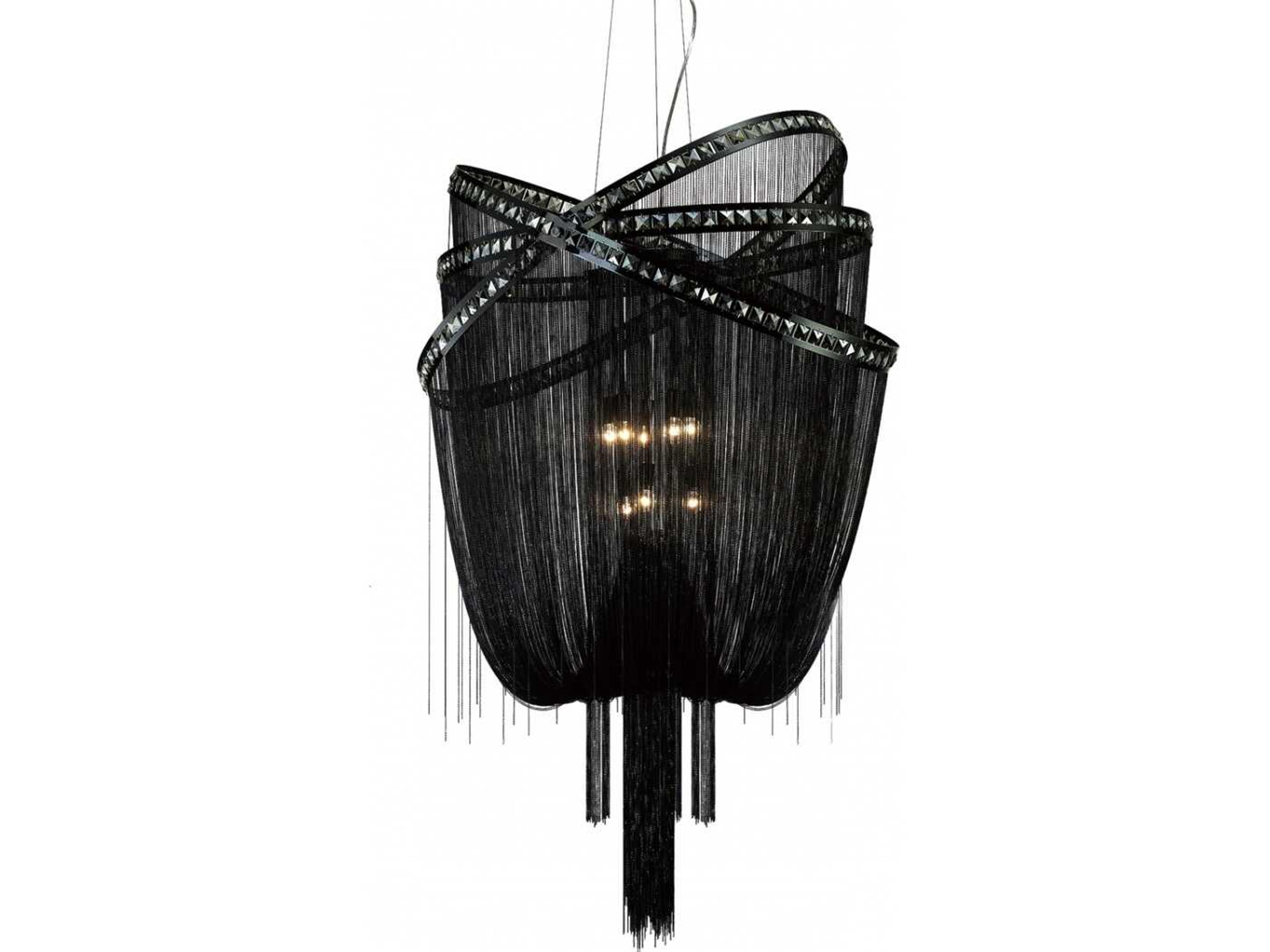 Wilshire Blvd Chandelier in Black with Smoke Crystal