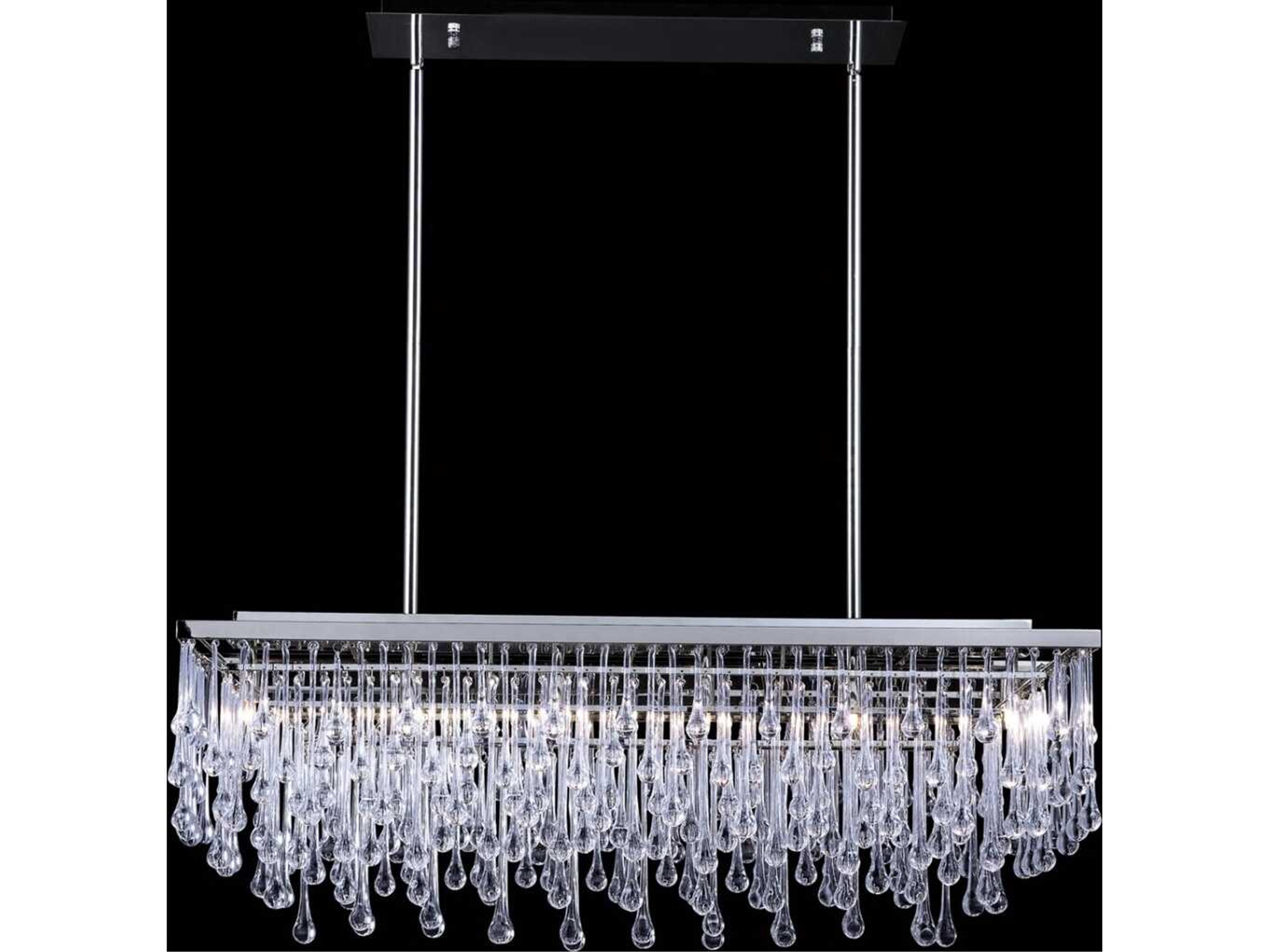 Hollywood Blvd Linear Chandelier Polished Nickel Glam Lighting