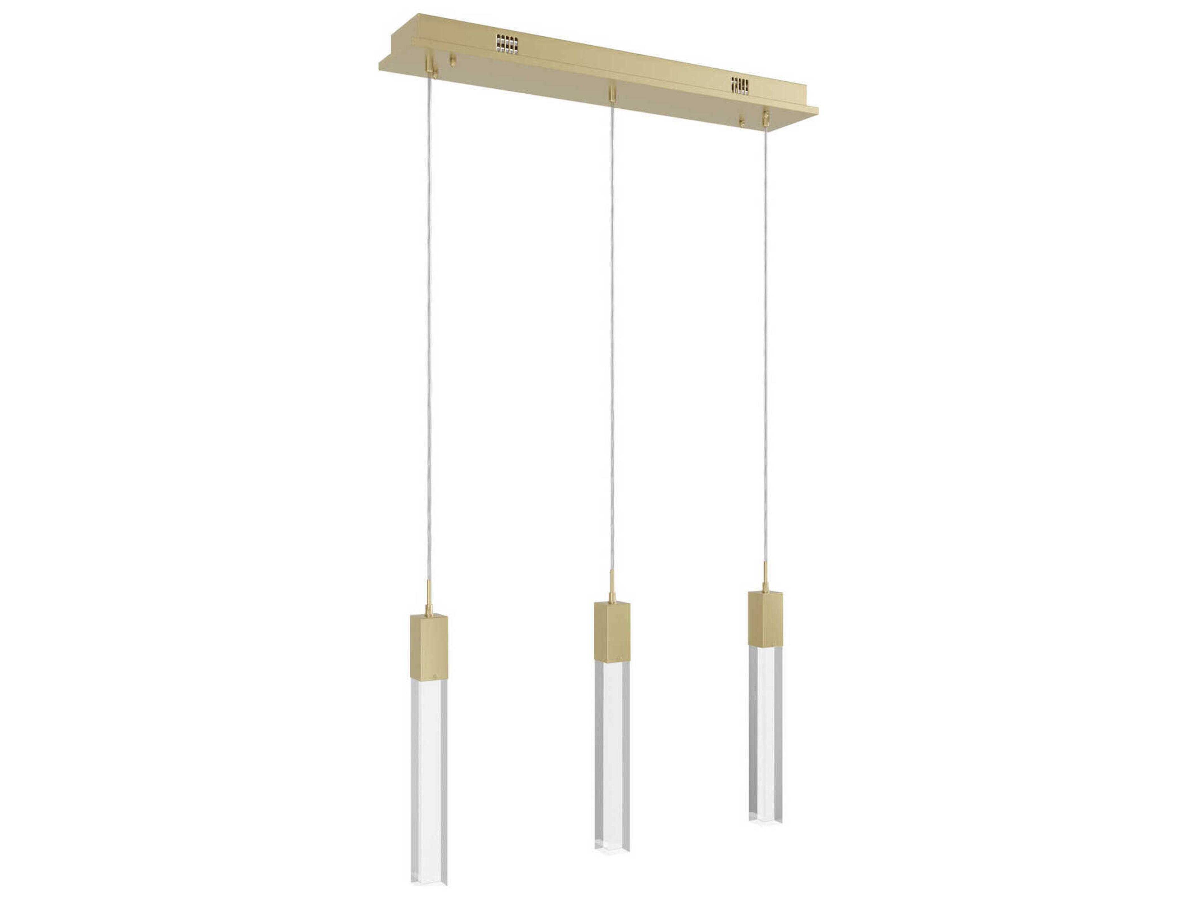 Avenue Lighting The Original Glacier 3-Light Brushed Brass Linear Pendant